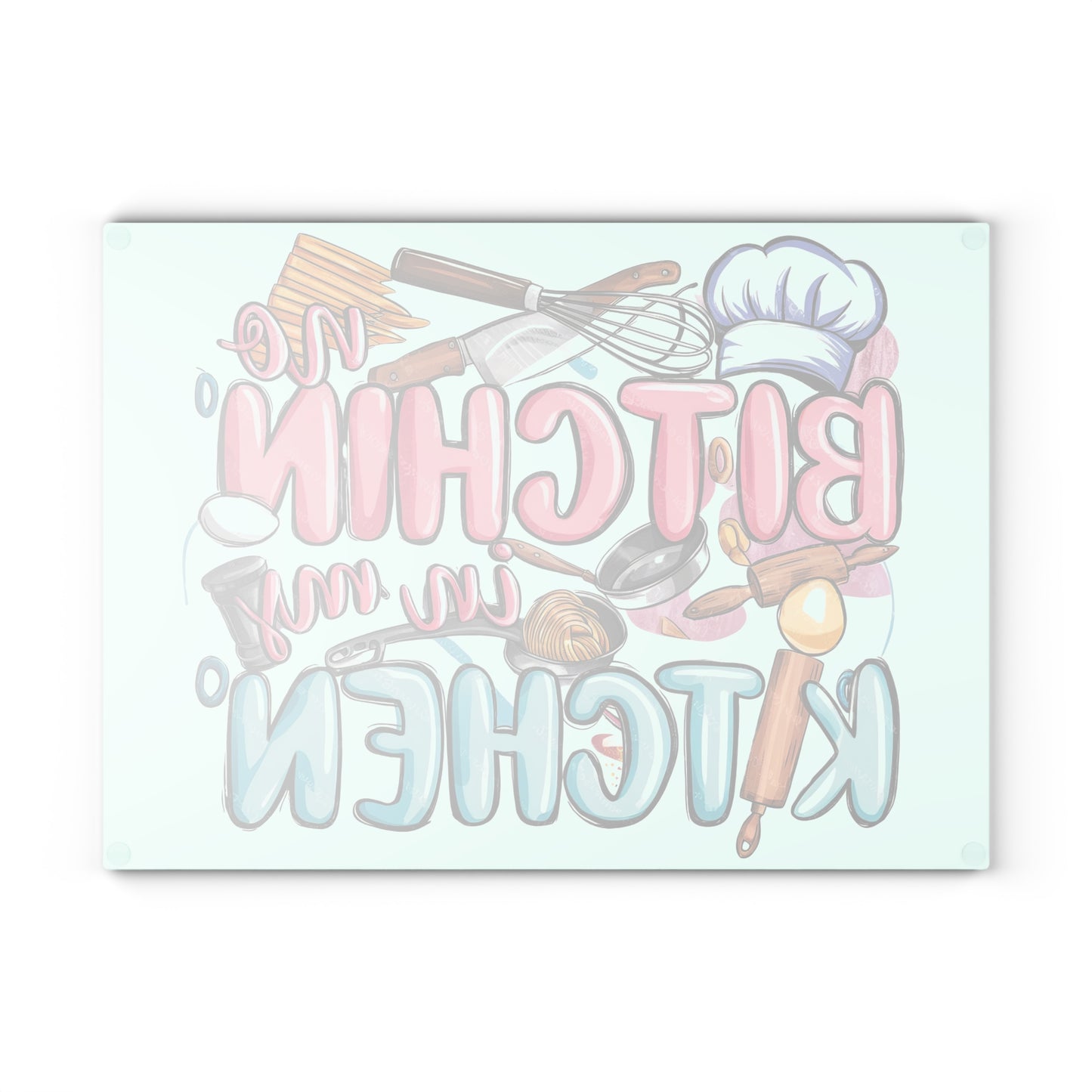 😆 No Bitchin' In My Kitchen Cutting Board – Sassy Kitchen Humor with Whisks, Eggs & Attitude 🍳💁♀️