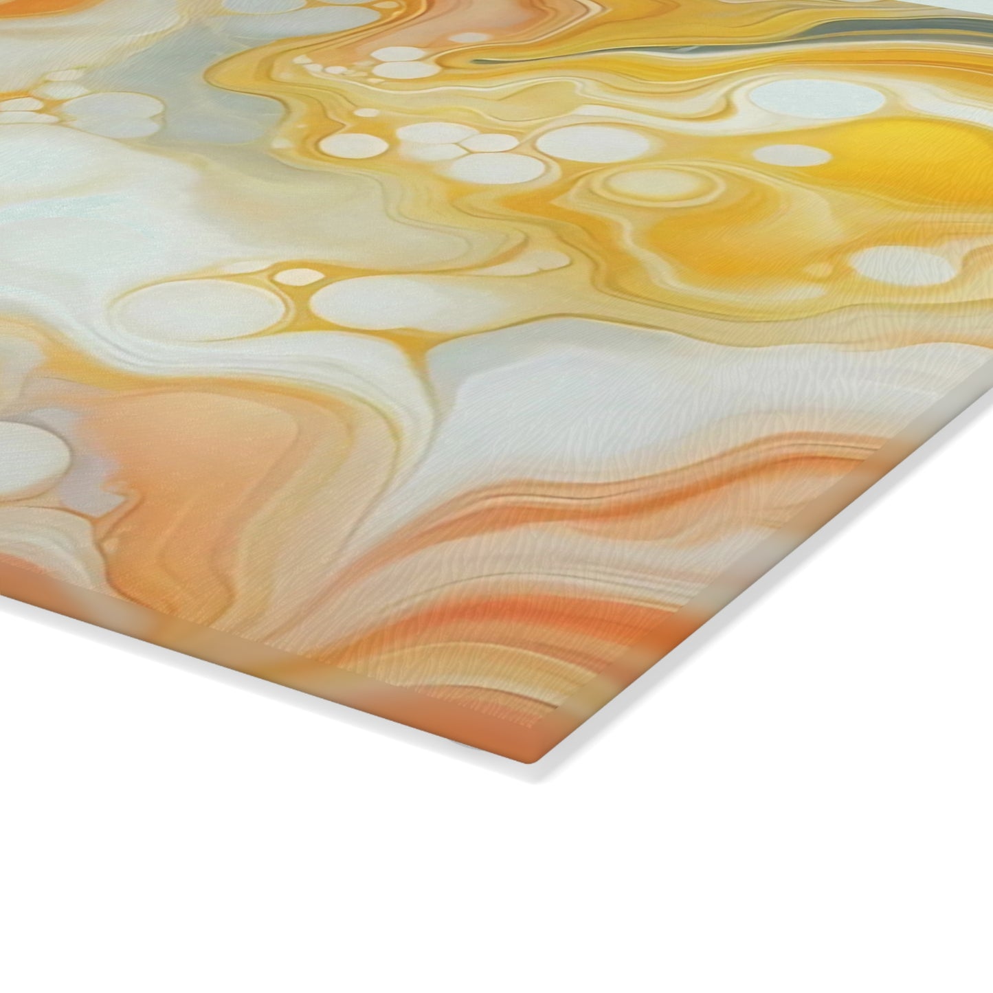 Tabla de cortar de vidrio templado con efecto mármol amarillo, gris y naranja: elegante decoración de cocina con aspecto de mármol, ideal para regalar y funcional.