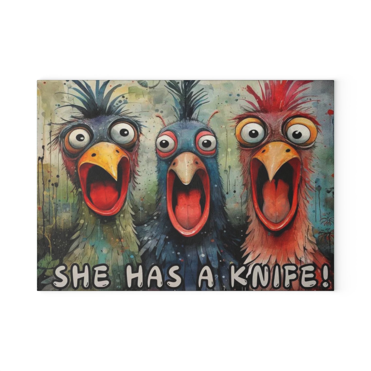 Tabla de cortar divertida, gallinas gritando, decoración de gallinas, cocina de granja, tabla de charcutería, tabla de cortar, gallinas de traspatio