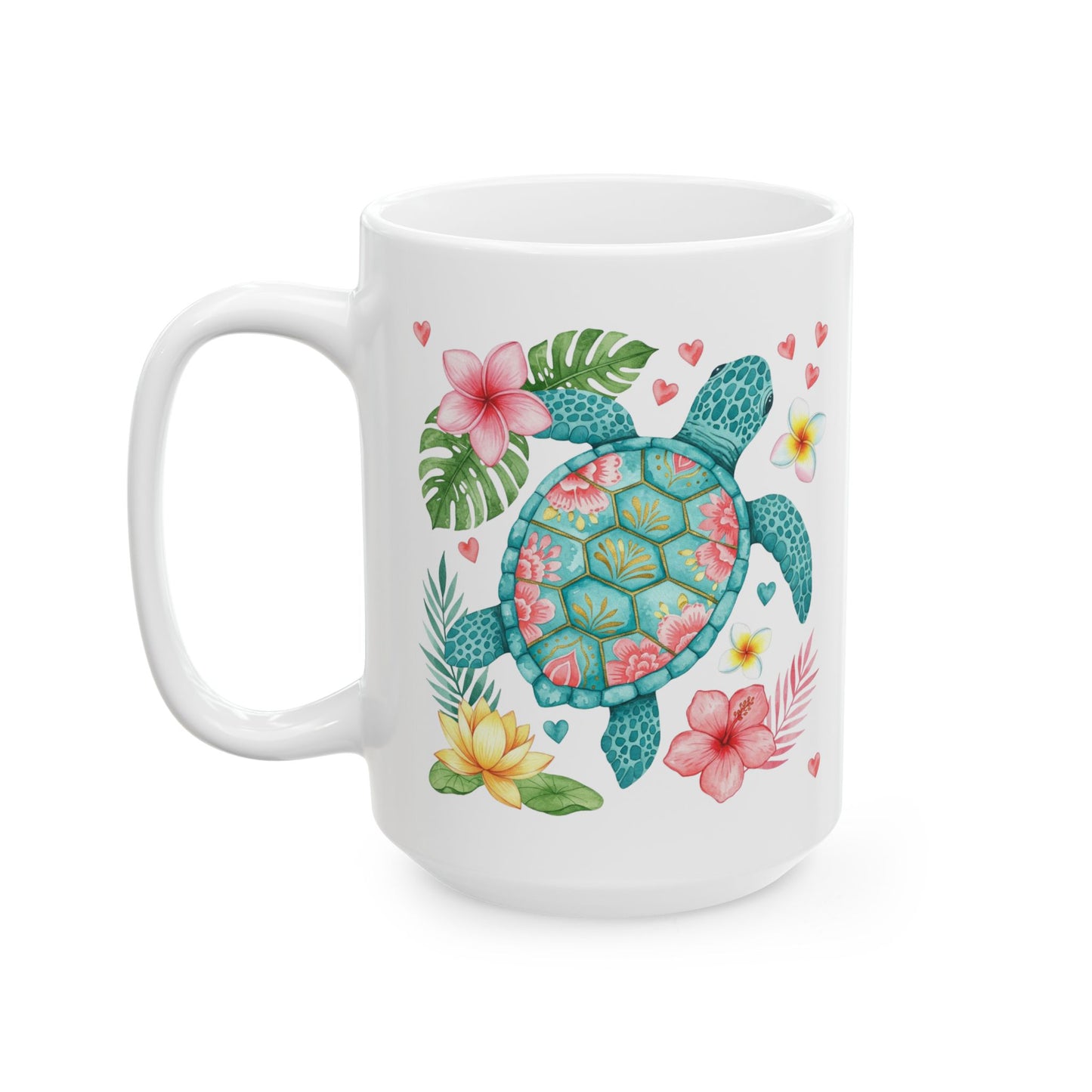 🌺 Tropical Sea Turtle Mug – Island Vibes & Floral Bliss 🐢🌴