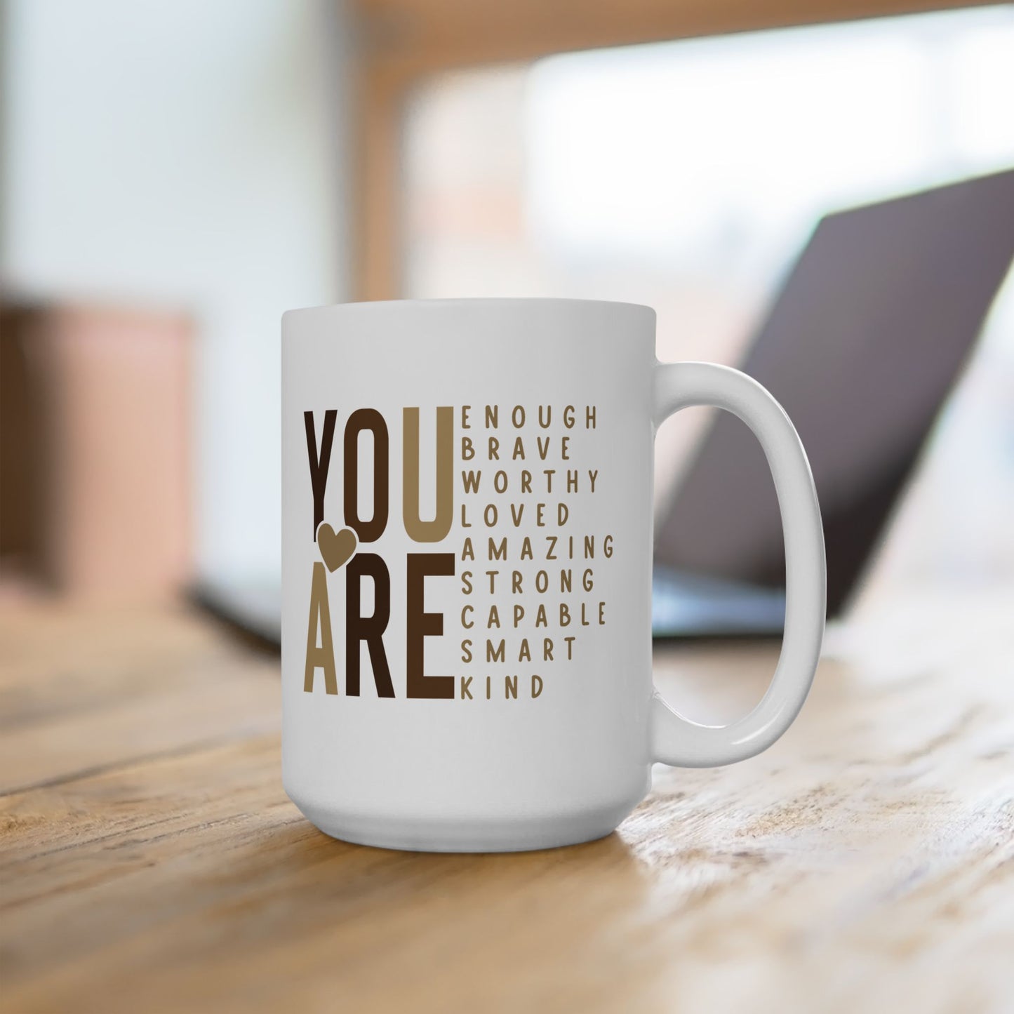 ☕ YOU ARE ENOUGH Affirmation Mug – Daily Reminder of Strength, Worth, and Kindness 💛
