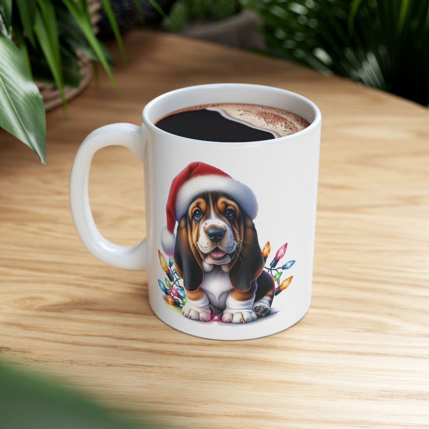 🎄 Basset Hound Christmas Mug – Festive Floppy Ears & Holiday Cheer 🐾