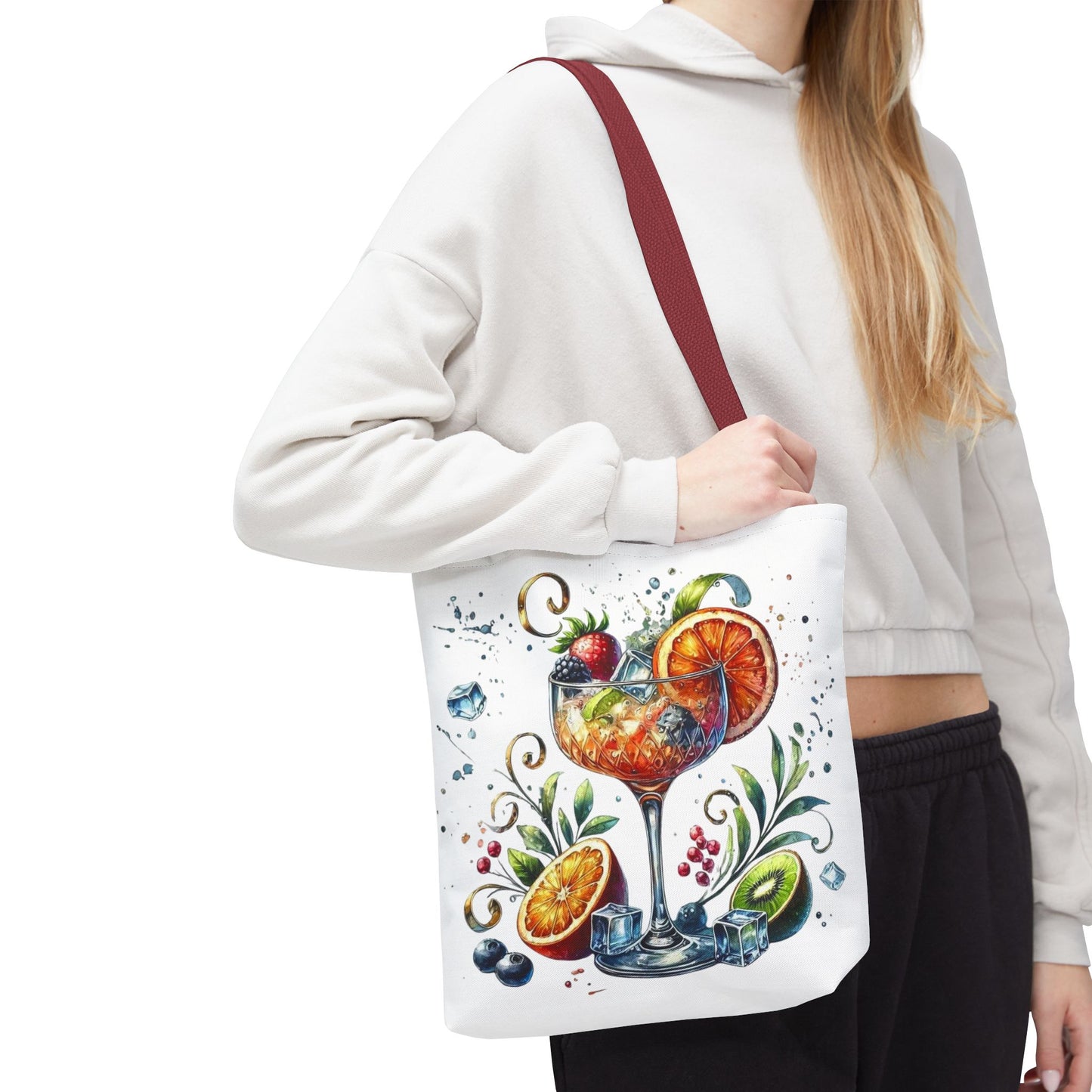 Bolso de cóctel, bolso para bebidas afrutadas, bolso de playa tropical, elegante bolso de lona, regalo para amantes de los cócteles, bolso de mano divertido, práctico bolso de verano.