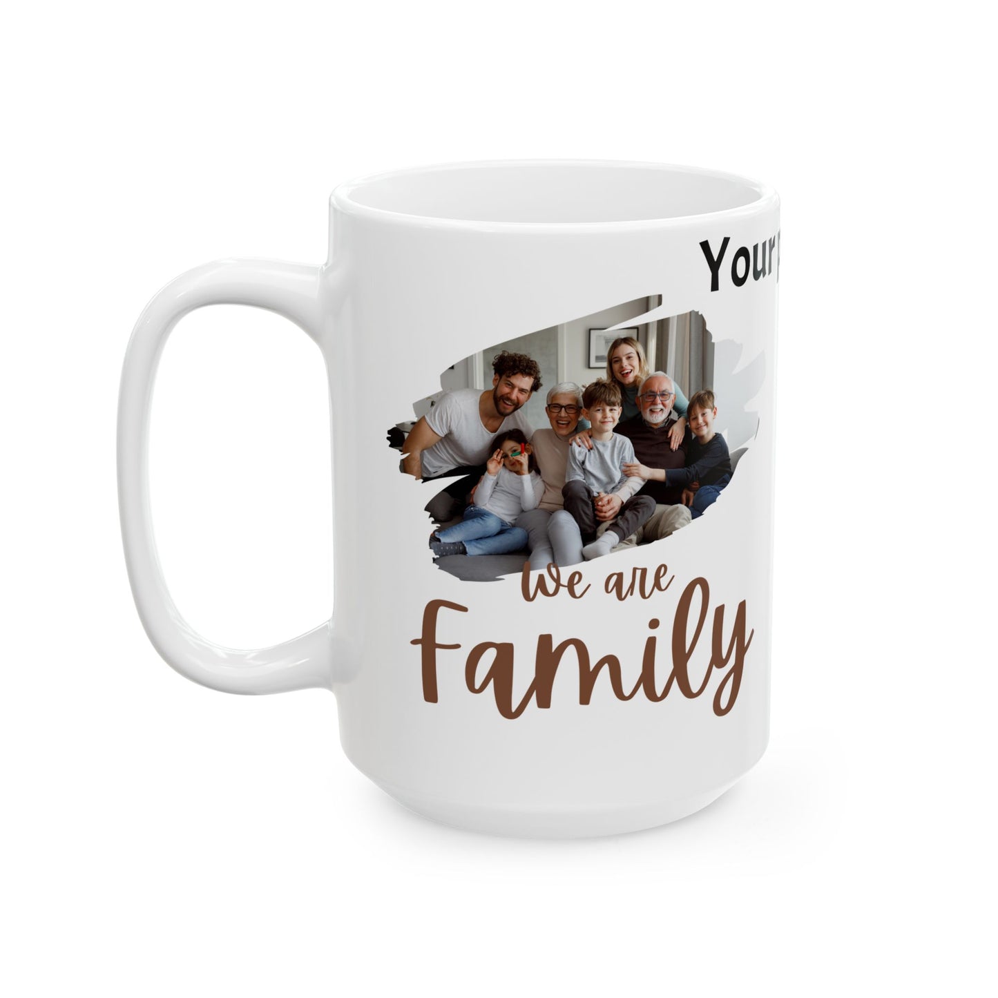 Taza personalizada con foto familiar "Somos Familia" 🏠