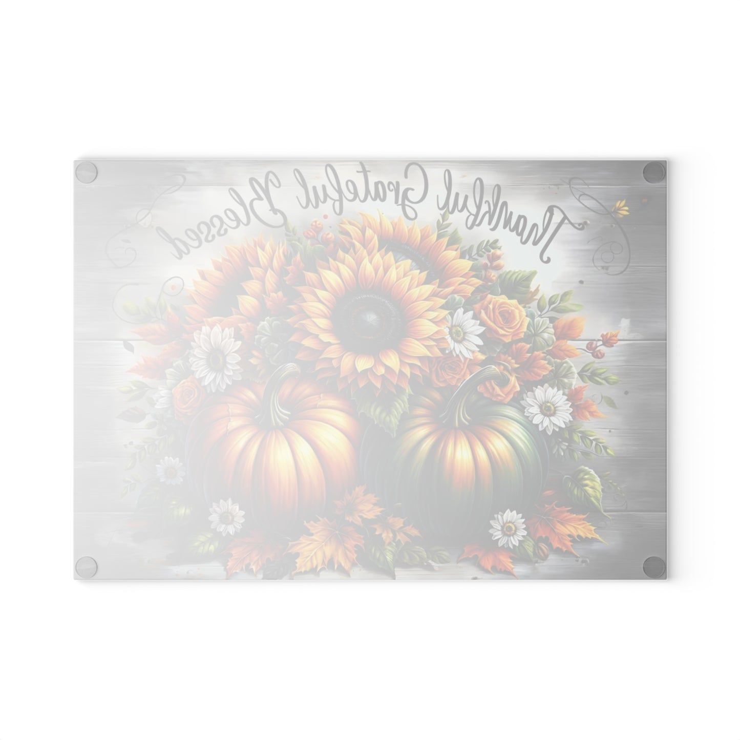 🌻🎃 Thankful Grateful Blessed Cutting Board – Autumn Sunflowers & Pumpkins for Seasonal Charm 🍁✨