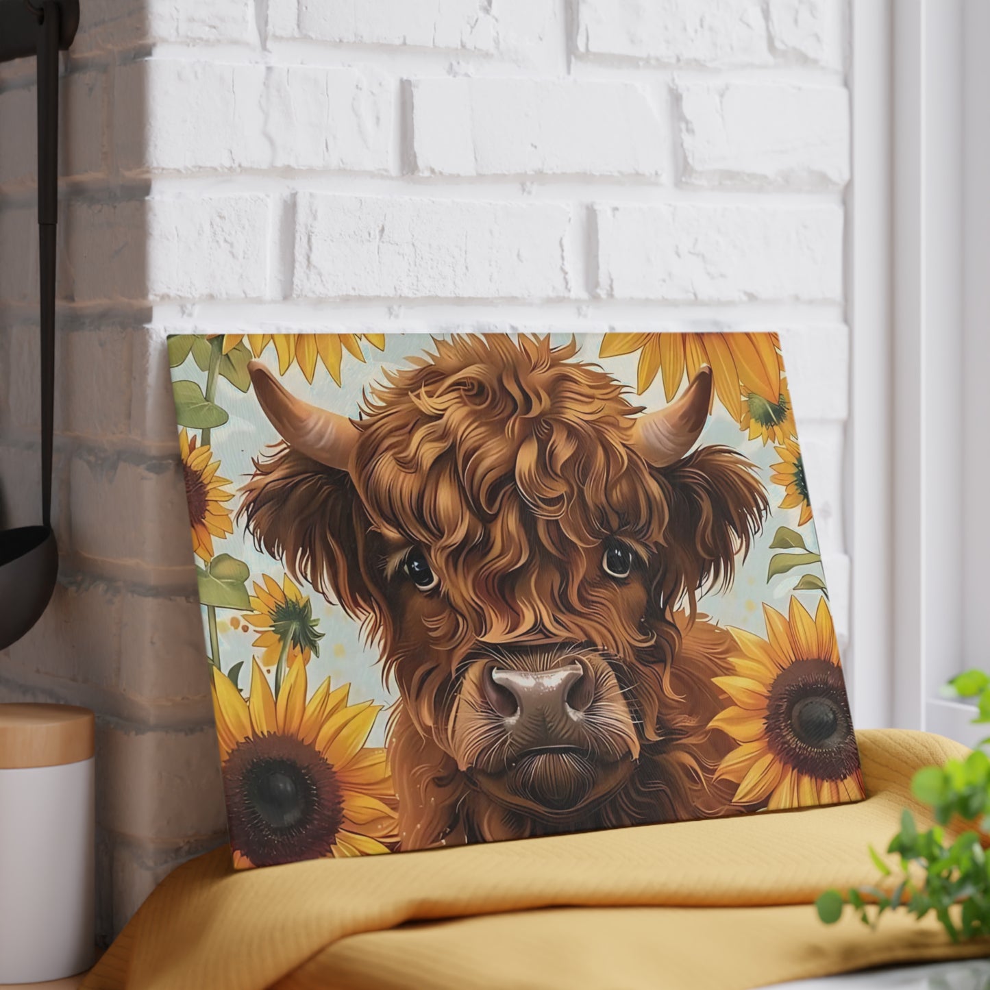 Tabla de cortar de vaca, tabla de cortar de vidrio templado, tabla de charcutería, tabla de cortar, regalo de inauguración de la casa, tabla de cortar personalizada, vaca de las Tierras Altas