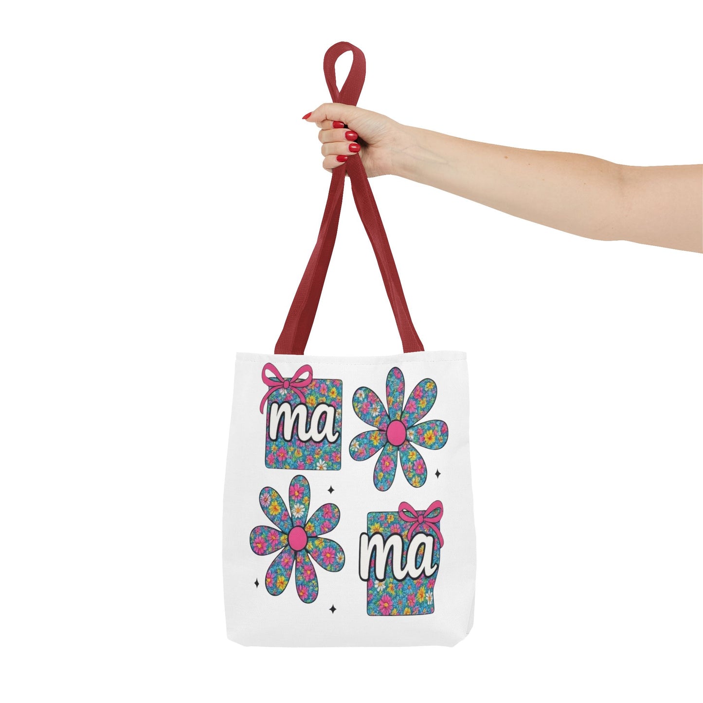 Bolso Tote Floral "ma": Un Accesorio Divertido y Brillante para Mamá