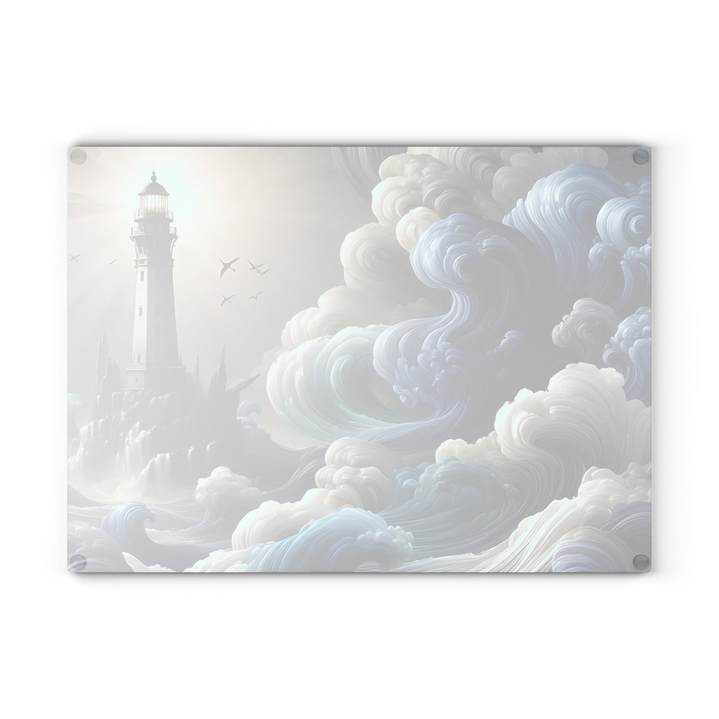 Tabla de cortar con diseño de faro, tabla de charcutería, tabla de cortar única, tabla de cortar de vidrio templado, regalo de inauguración de la casa, tabla de cortar personalizada