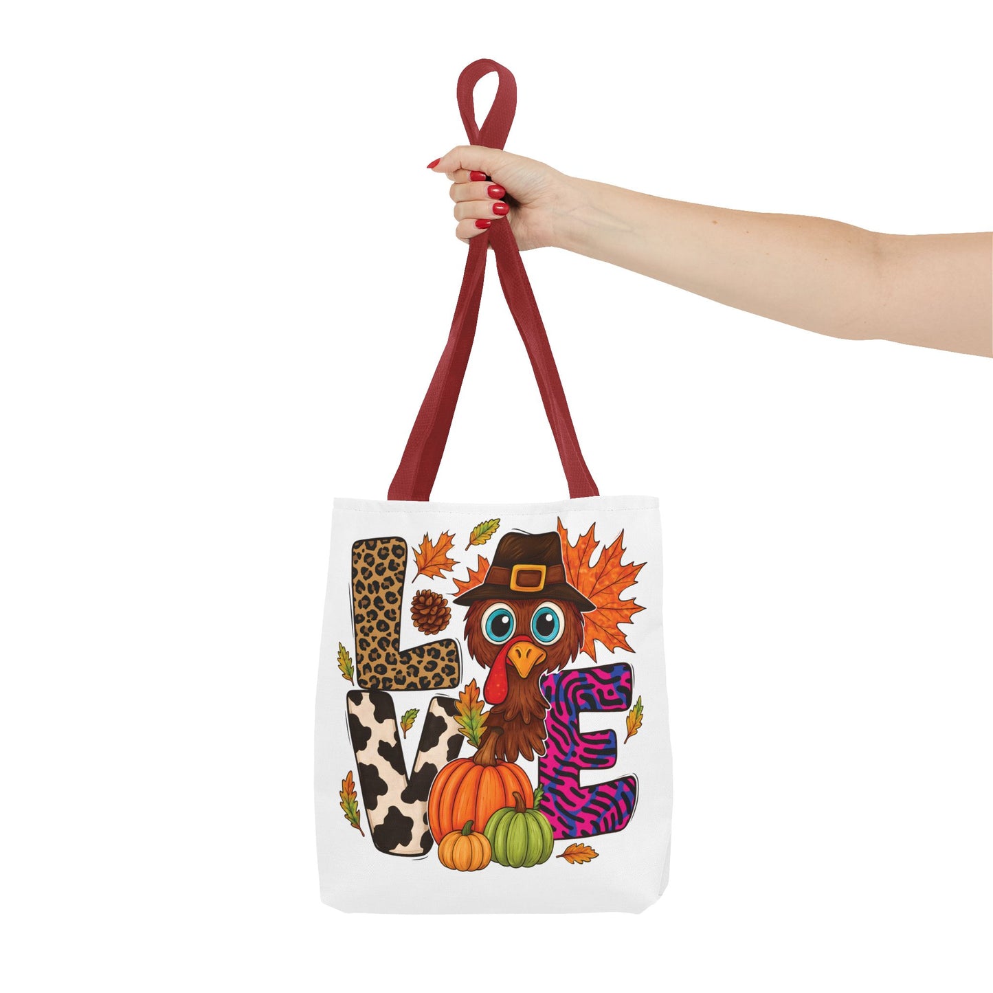 🦃 LOVE Turkey Tote Bag – Wild Prints, Big Eyes & Thanksgiving Fun 🎨