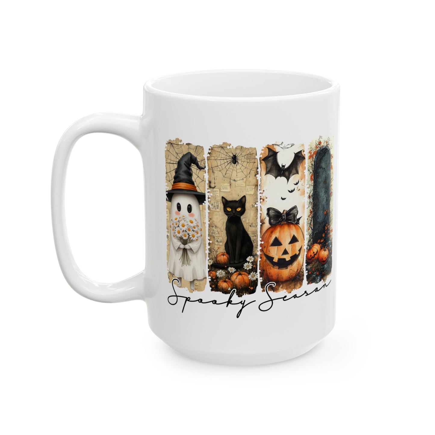 🎃 Spooky Season Halloween Mug – Vintage Charm with a Whimsical Haunt 👻