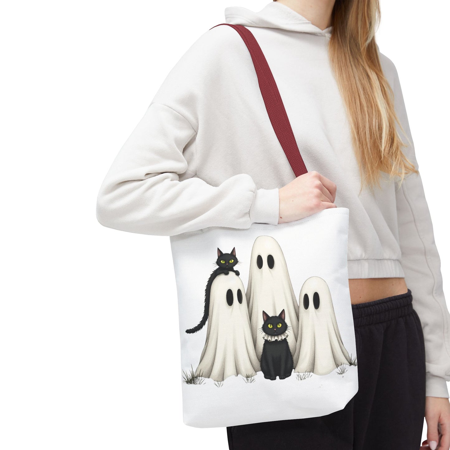 ๐โโฌ Ghosts & Black Cats Halloween Tote Bag โ Spooky Chic Retro Vibes ๐ป๐