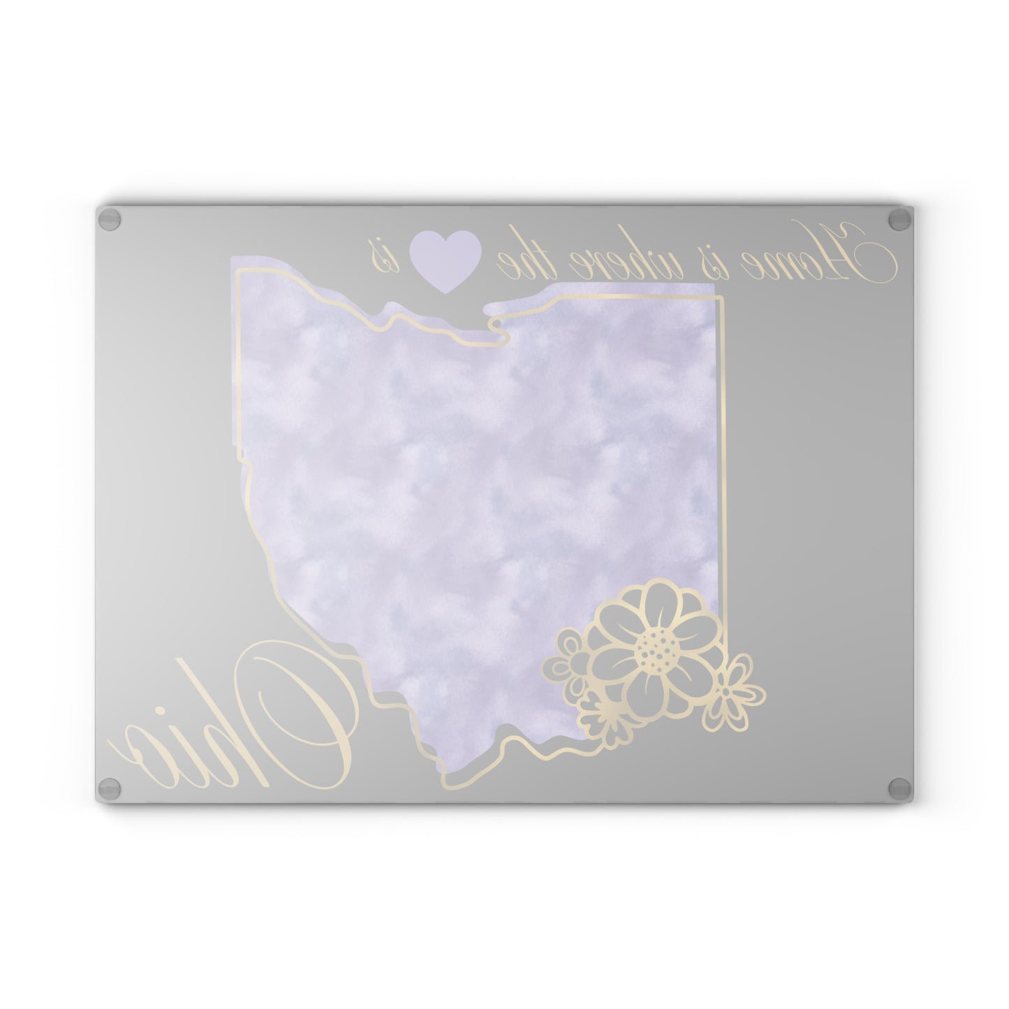 💜 Ohio State Cutting Board – Soft Purple Pride with Floral Heart Elegance