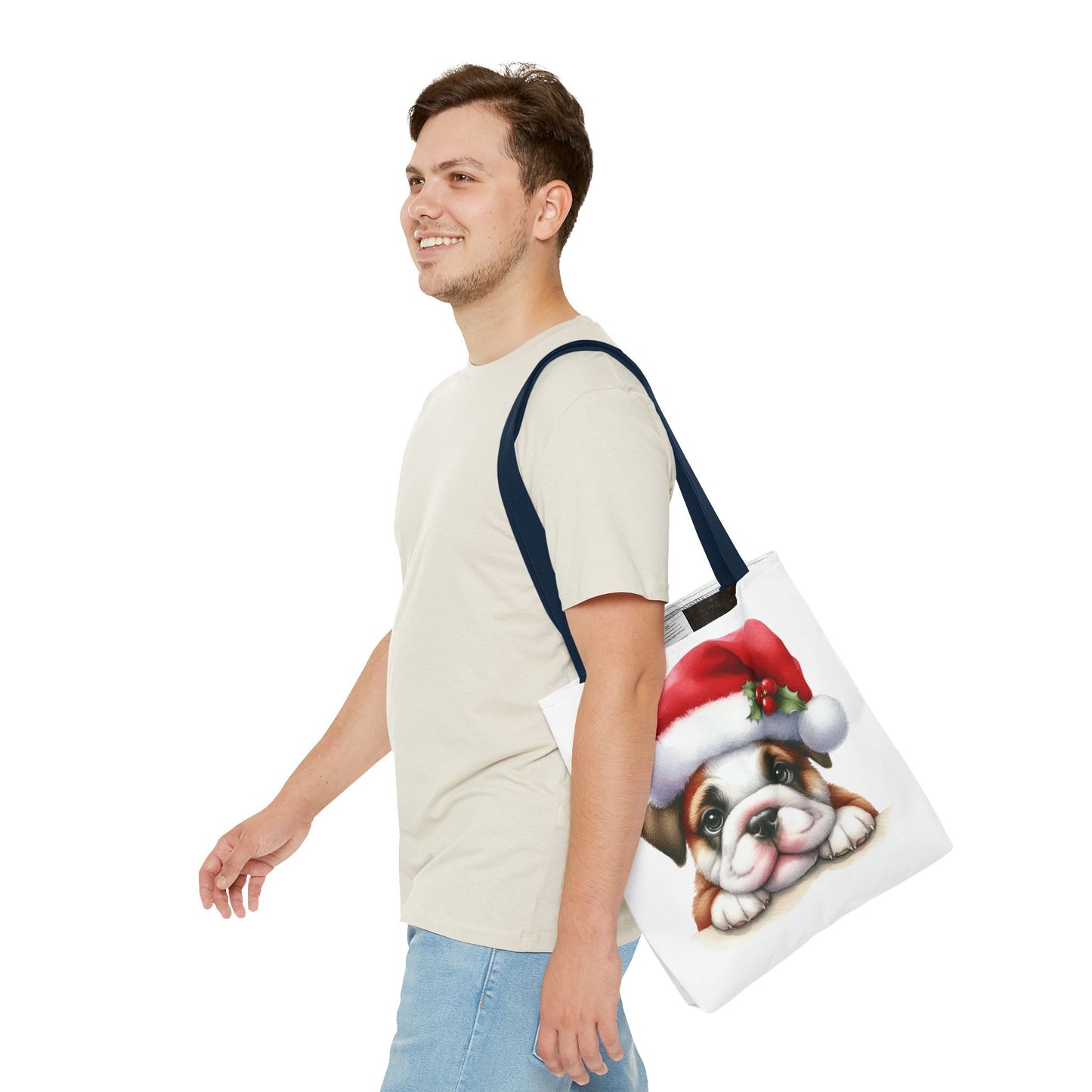 🐾 Bulldog Christmas Tote Bag – Santa Paws Cuteness You Can Carry 🎄