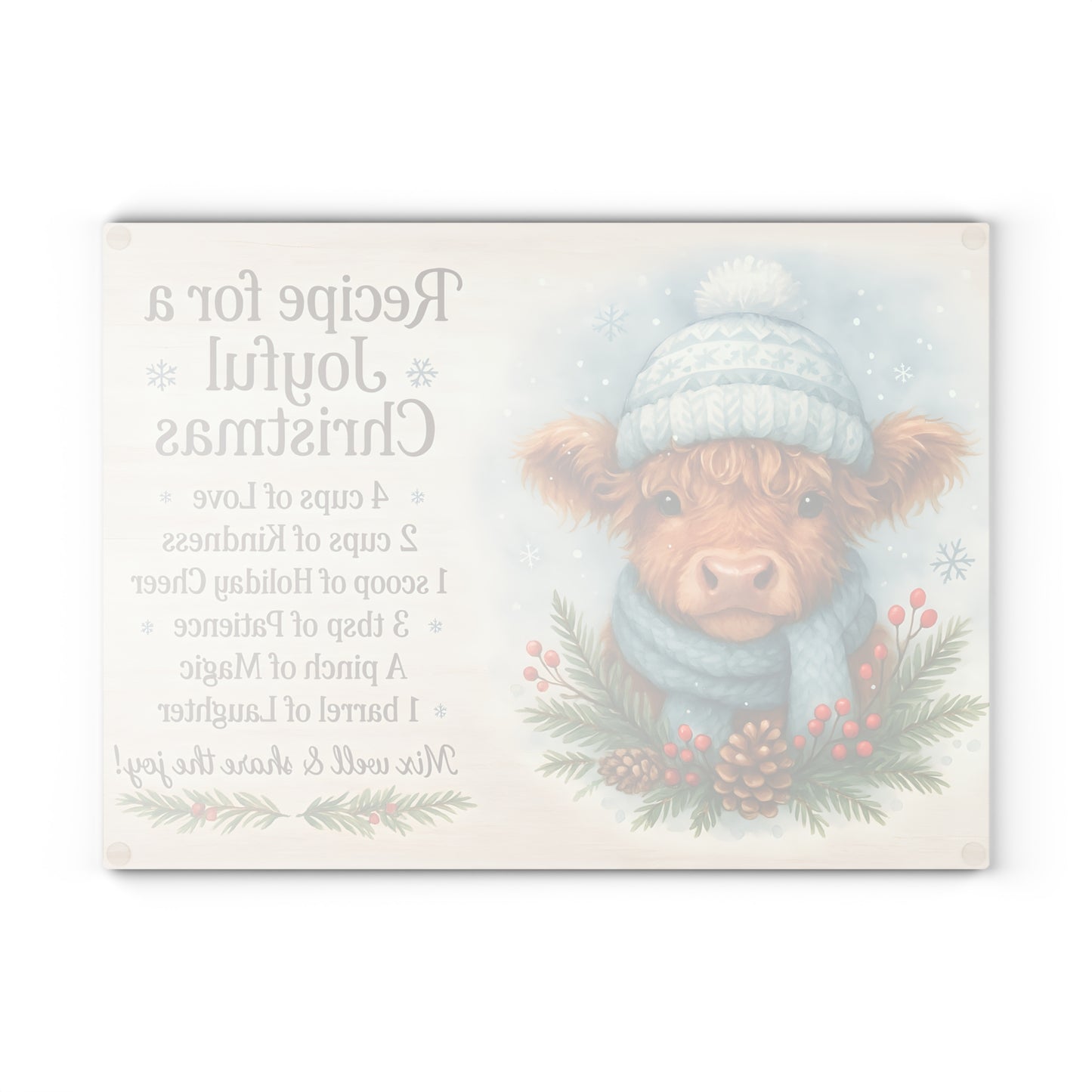 ❄️🎄 Blue Winter Highland Cow Recipe for a Joyful Christmas Cutting Board – Cozy Holiday Kitchen Décor 🎁✨