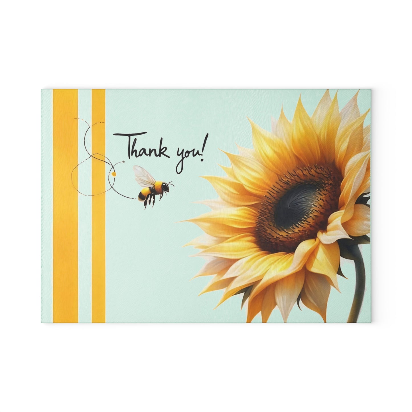 ¡Gracias! Tabla de cortar de vidrio con diseño de girasol y abeja: decoración floral brillante para la cocina