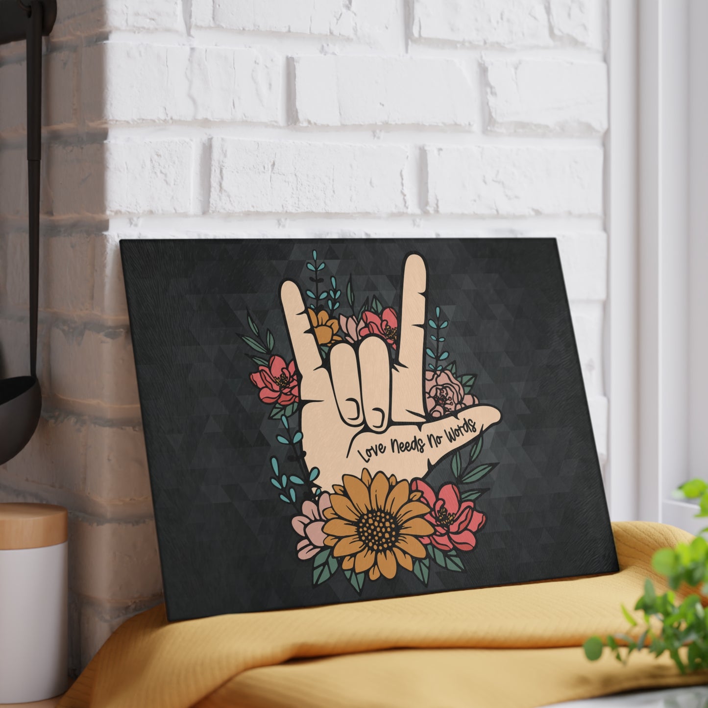 "I Love You Sign Language Tempered Glass Cutting Board & Display Piece"