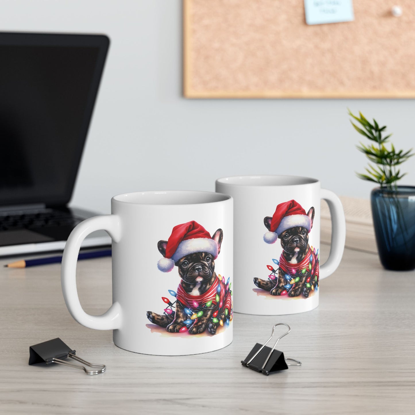 🎄 French Bulldog Christmas Lights Mug – Holiday Mischief, Frenchie Style! 🐶☕
