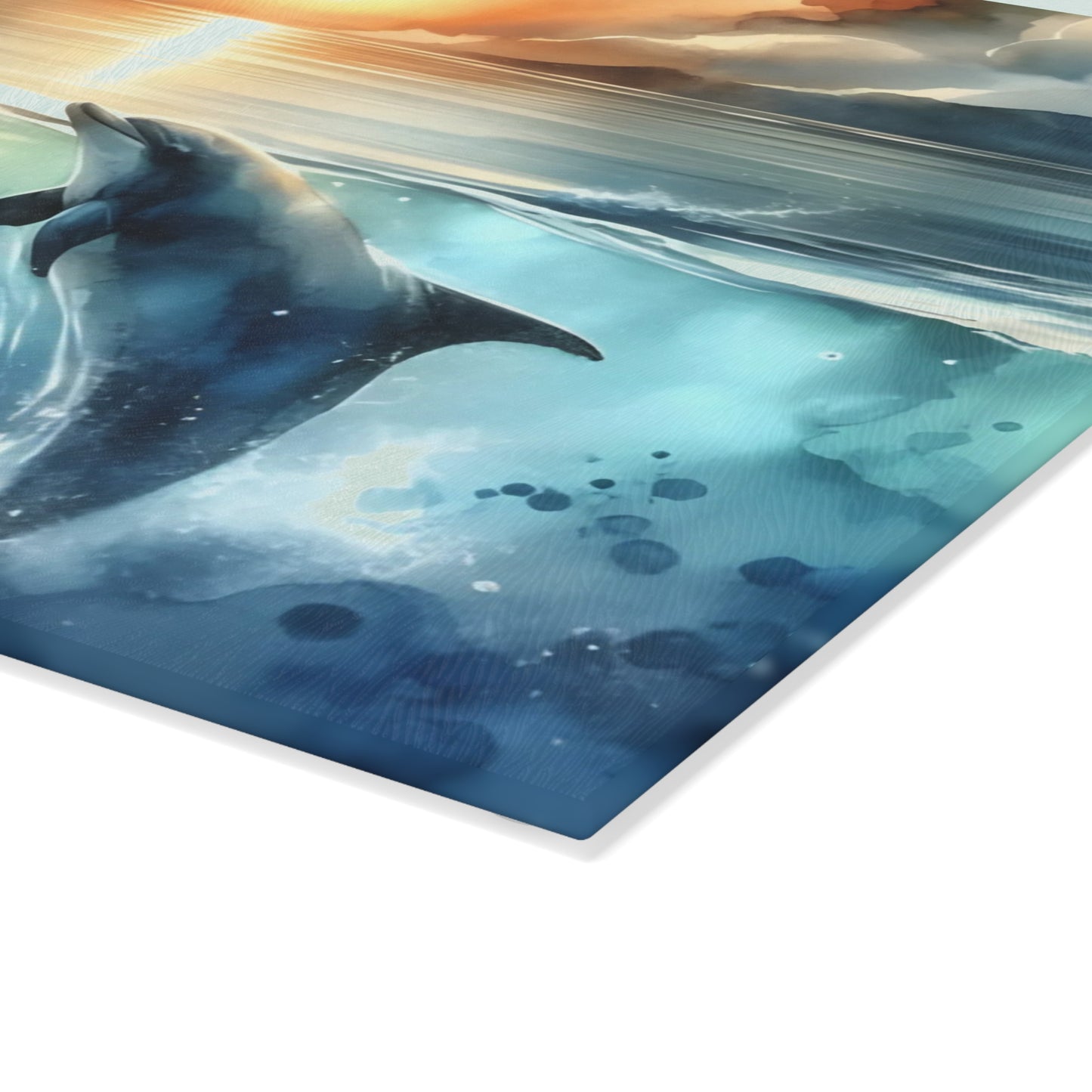 🌊🐬 Ocean Sunset Dolphins Cutting Board – Coastal Elegance for Your Kitchen 🐬🌊