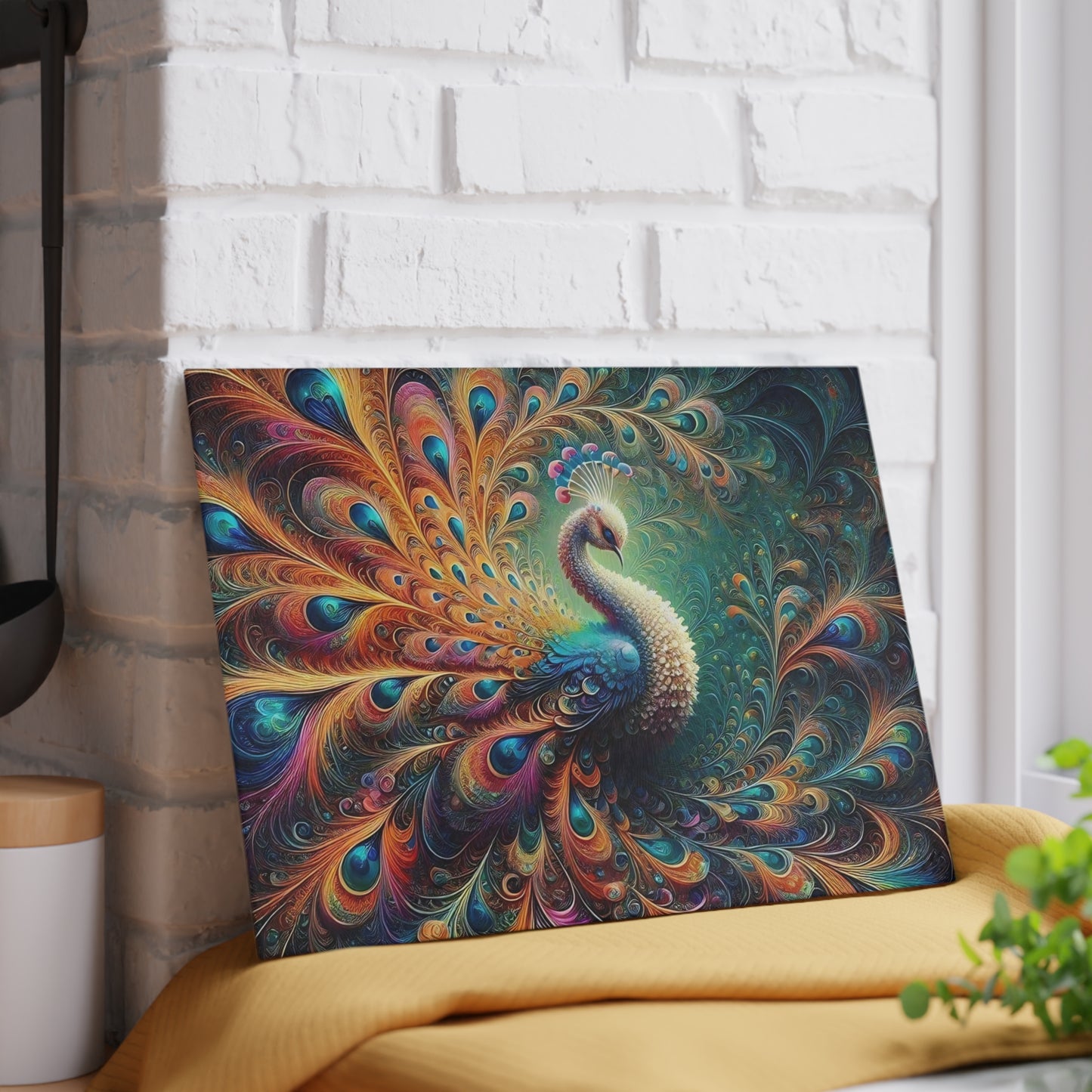 Peacock cutting Board, Tempered Glass Cutting Board, Charcuterie Board, Chopping Board, Housewarming Gift Custom, cutting board