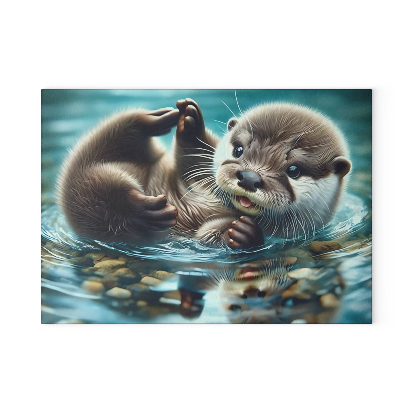 Adorable tabla de cortar de vidrio con forma de nutria: perfecta para los amantes de la naturaleza y los animales.