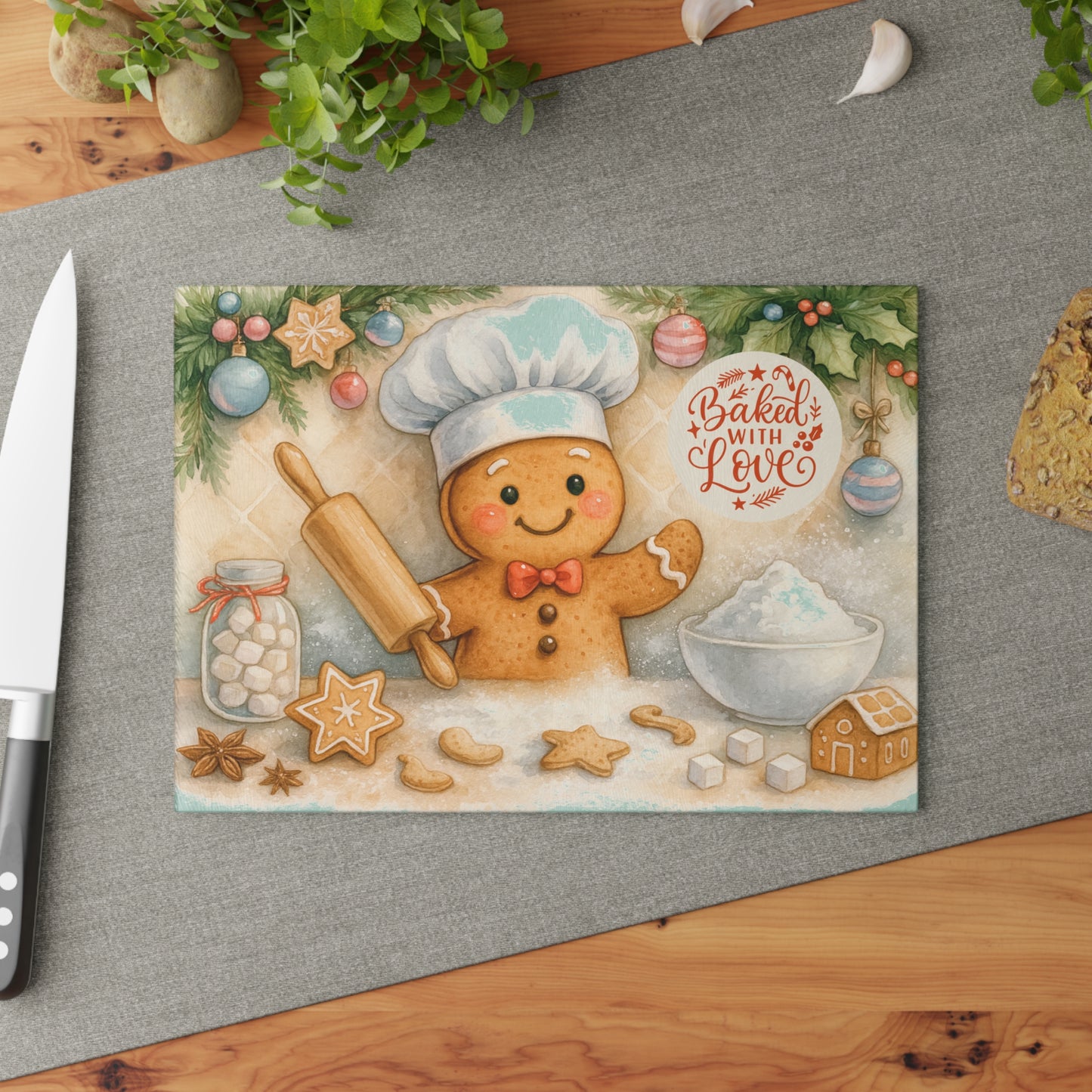 ๐ช๐ Gingerbread Chef Cutting Board โ Baked with Love Holiday Charm โจโ๏ธ