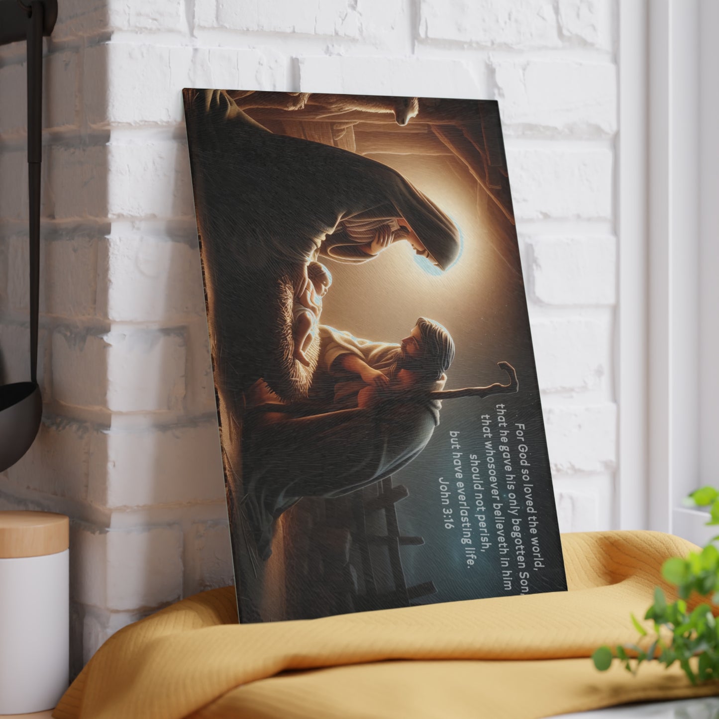 🌟🙏 Nativity Scene Cutting Board – John 3:16 Christmas Kitchen Décor ✝️✨