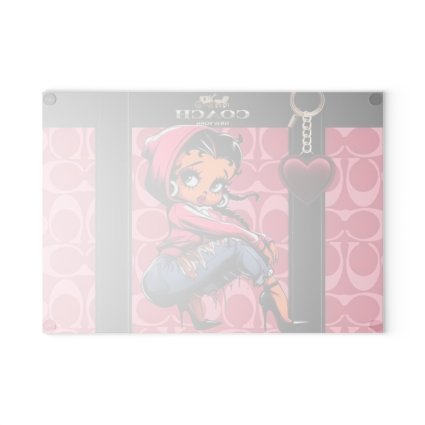 Tabla de cortar rosa retro chic: elegante decoración de cocina de vidrio con estilo urbano