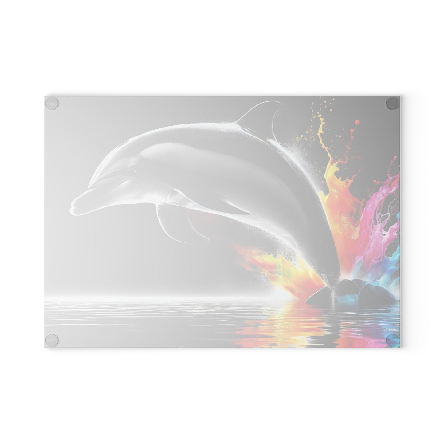 Tabla de cortar con diseño de delfín, vidrio templado con vibrantes escenas de delfines, regalo para chef, regalo para ella, regalo de boda o inauguración de la casa.