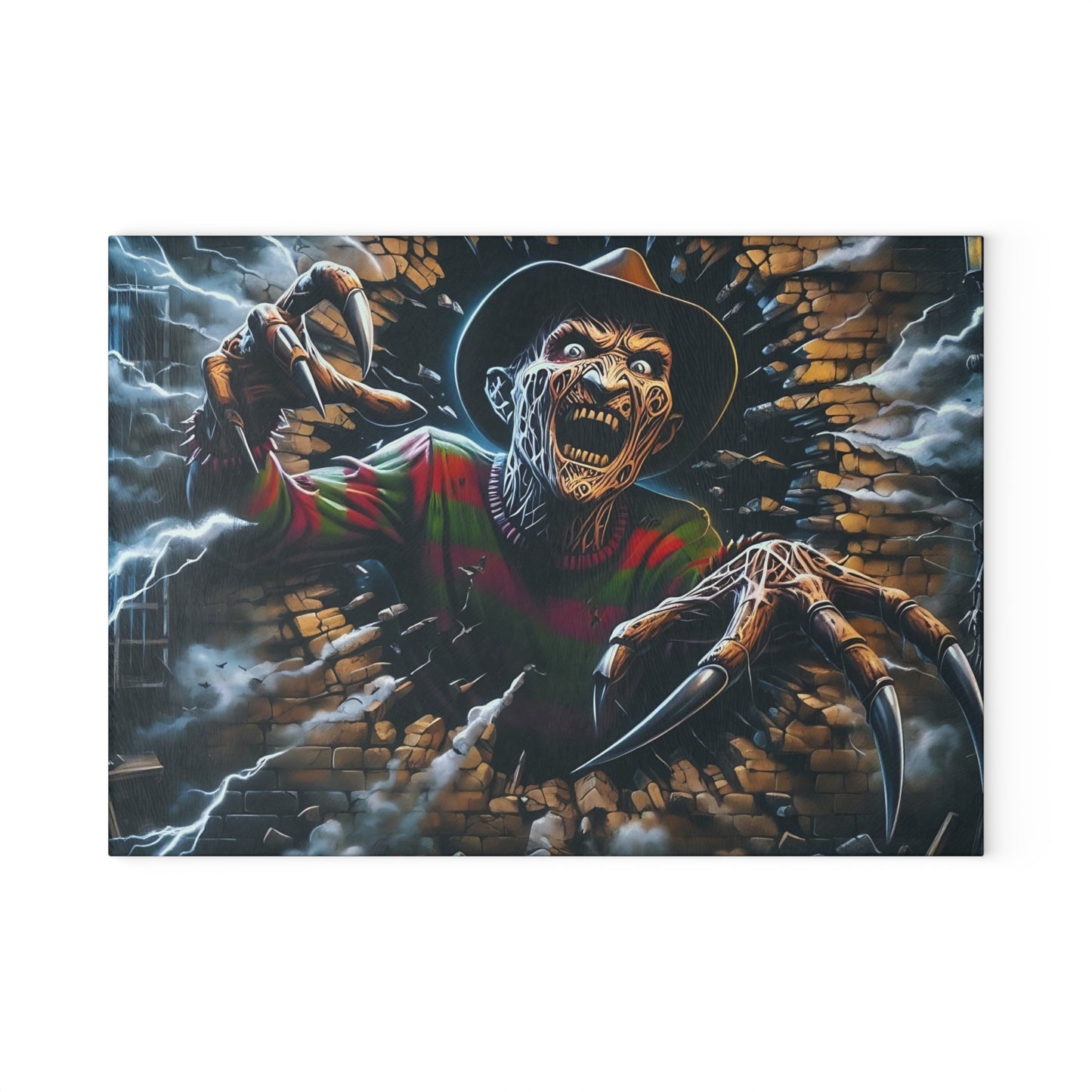 ⚡ Brick Wall Nightmare Cutting Board – Terrifying Horror Claws & Lightning Explosion 🌩️💀