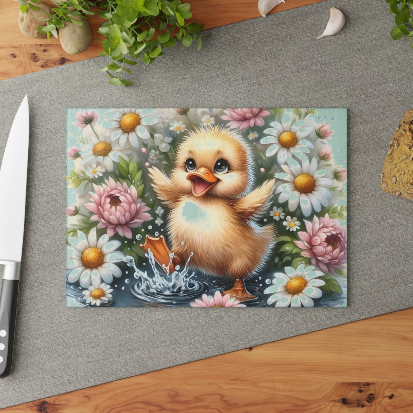 🐥🌸 Cheerful Duckling Cutting Board – Playful Springtime Charm for Your Kitchen 🌼✨