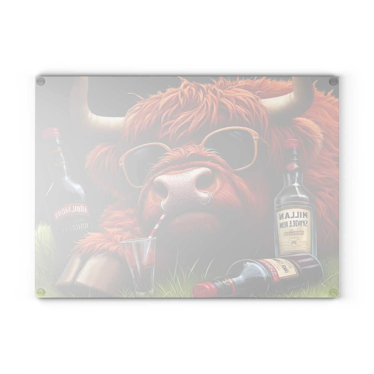 Tabla de cortar de vaca, tabla de cortar de vidrio templado, tabla de charcutería, tabla de cortar, regalo de inauguración de la casa, tabla de cortar personalizada, regalo de whisky