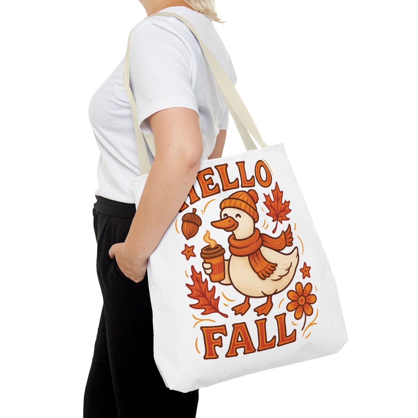 🧡 Hello Fall Duck Tote Bag – Cozy Autumn Vibes & Feathered Charm 🍂🦆