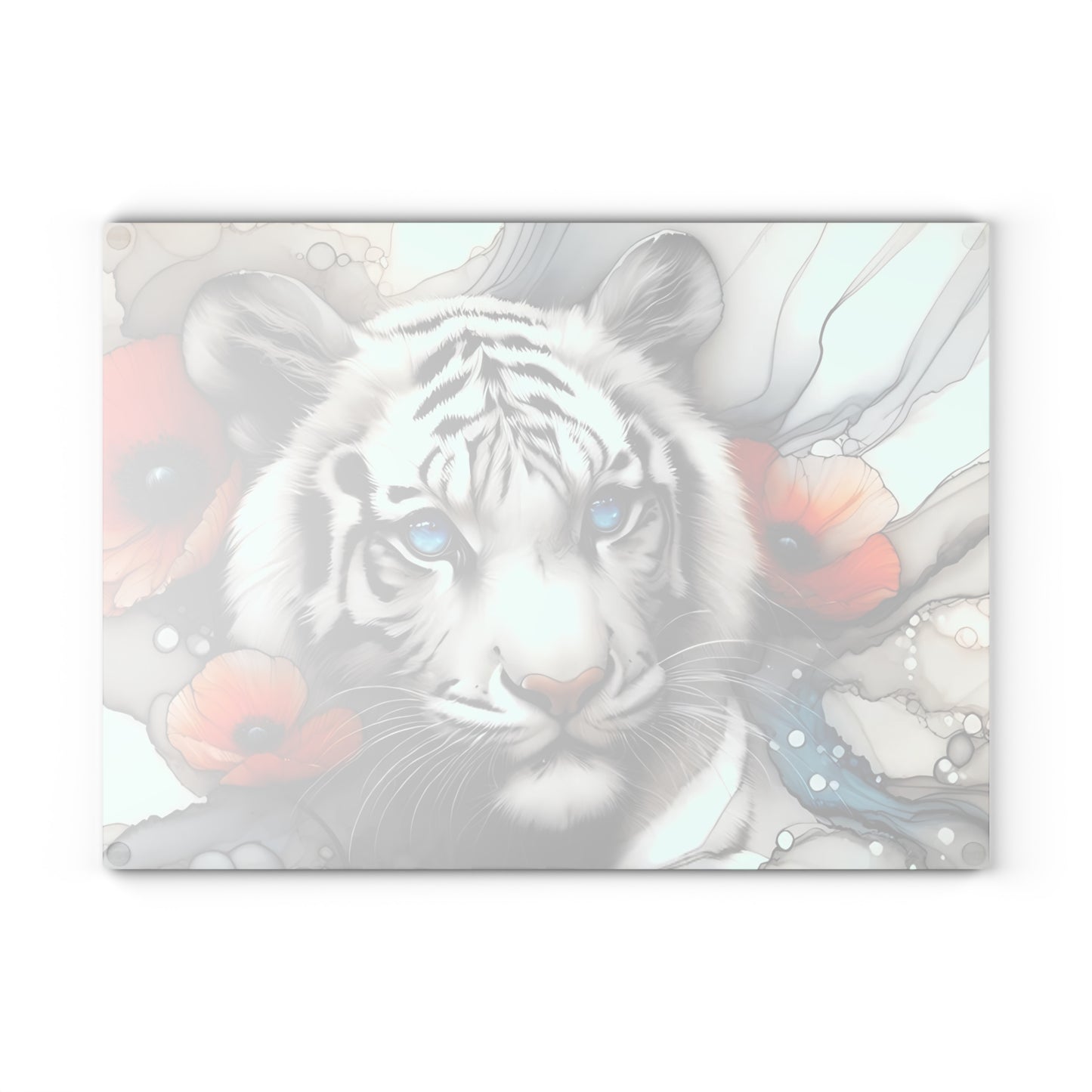 🐅 White Tiger Floral Cutting Board – Fierce Elegance for Your Kitchen
