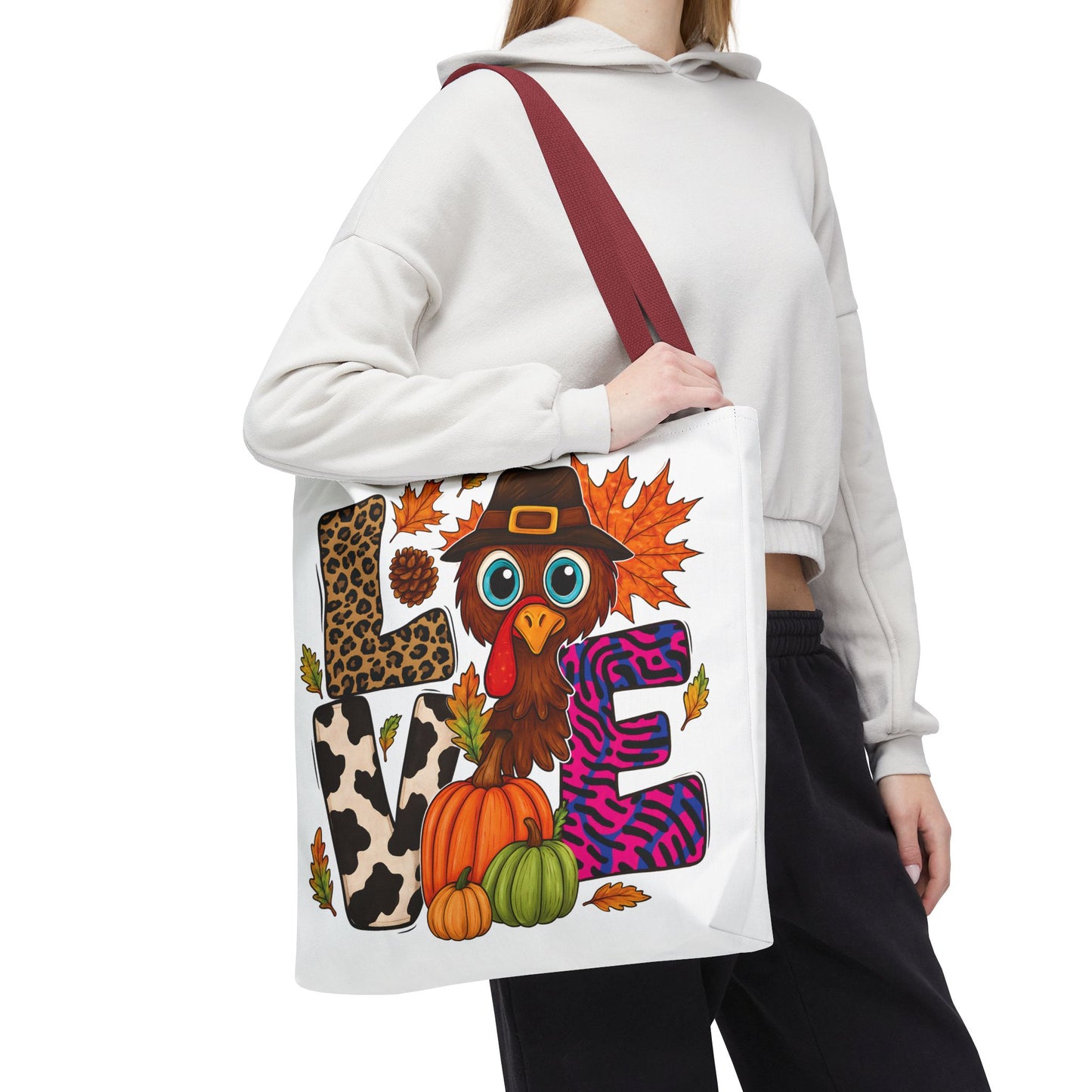 🦃 LOVE Turkey Tote Bag – Wild Prints, Big Eyes & Thanksgiving Fun 🎨