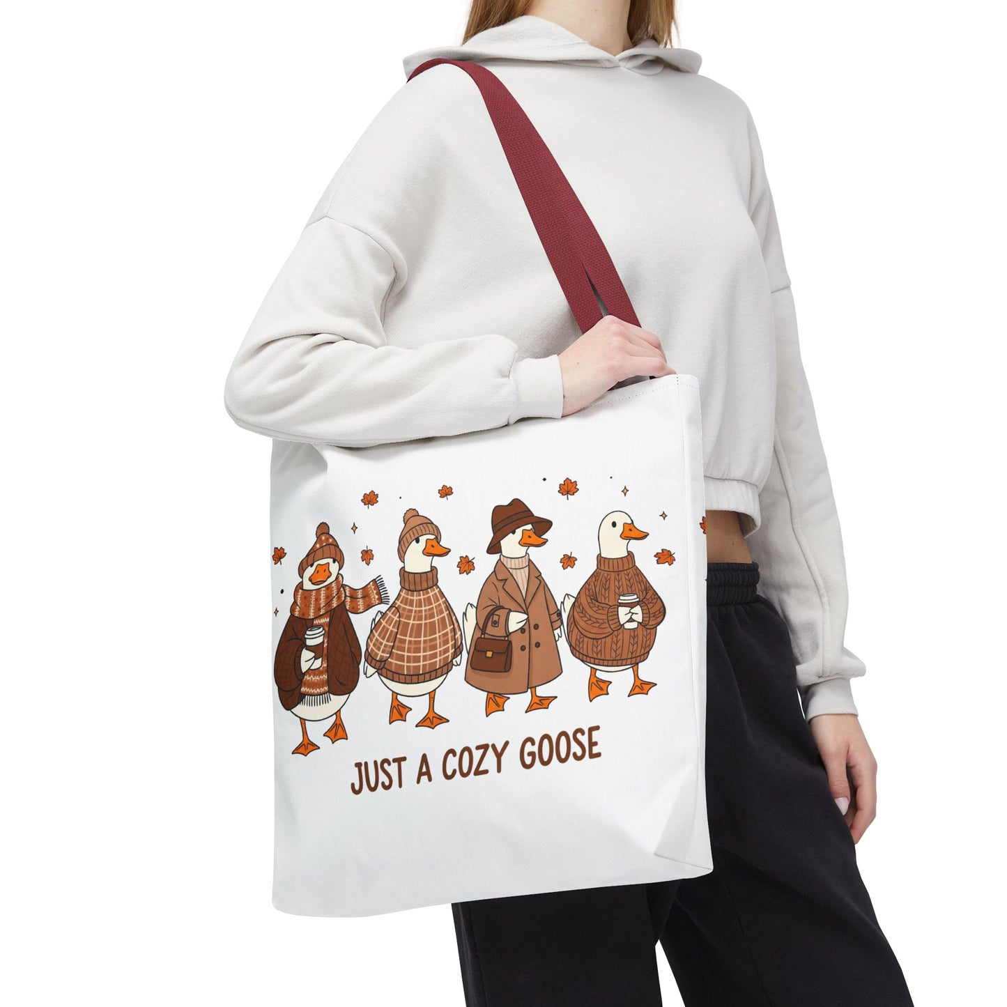 🪶 Just a Cozy Goose Tote Bag – Fall Fashion with Feathered Charm