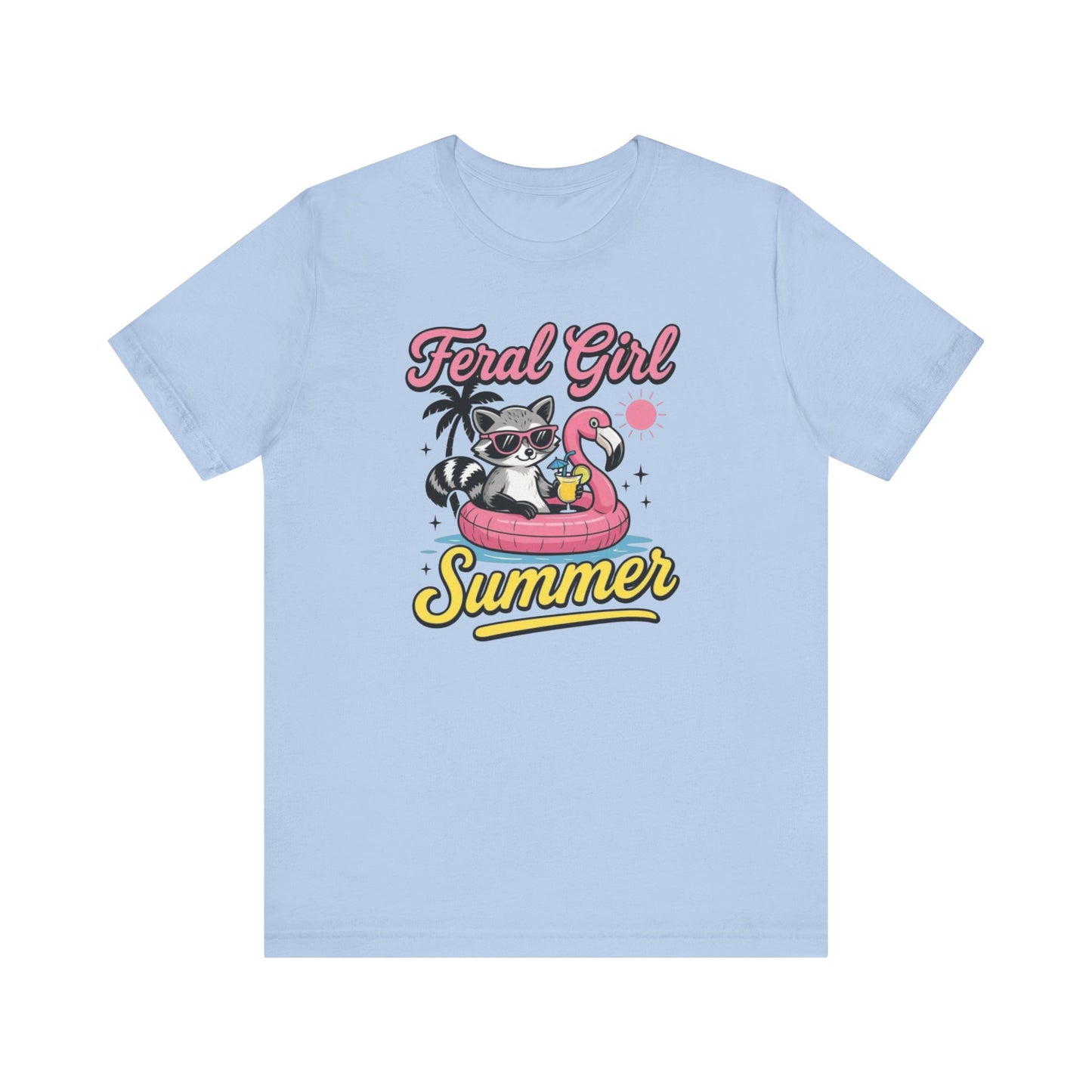 Camiseta de verano para chica salvaje: Mapache divertido con vuelo | Camiseta de verano para mujer