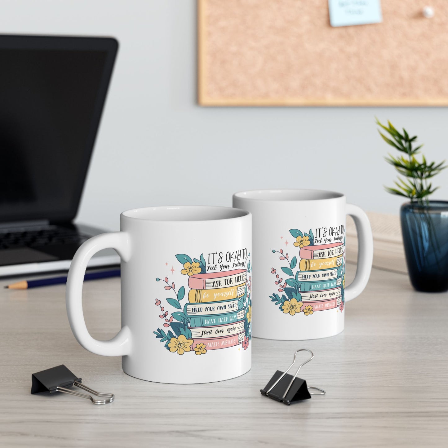Taza motivacional e inspiradora: Siente tus sentimientos, abraza tu viaje.