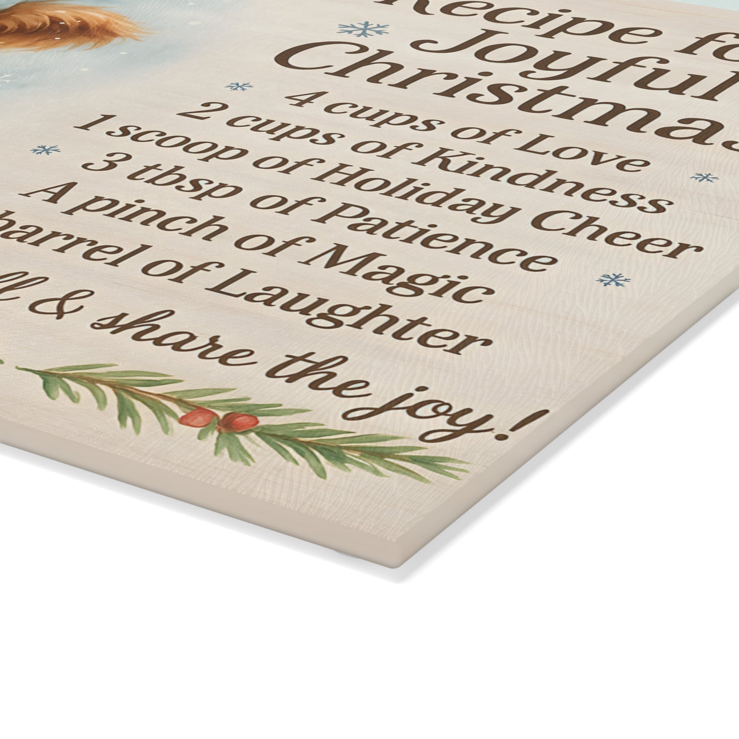 ❄️🎄 Blue Winter Highland Cow Recipe for a Joyful Christmas Cutting Board – Cozy Holiday Kitchen Décor 🎁✨