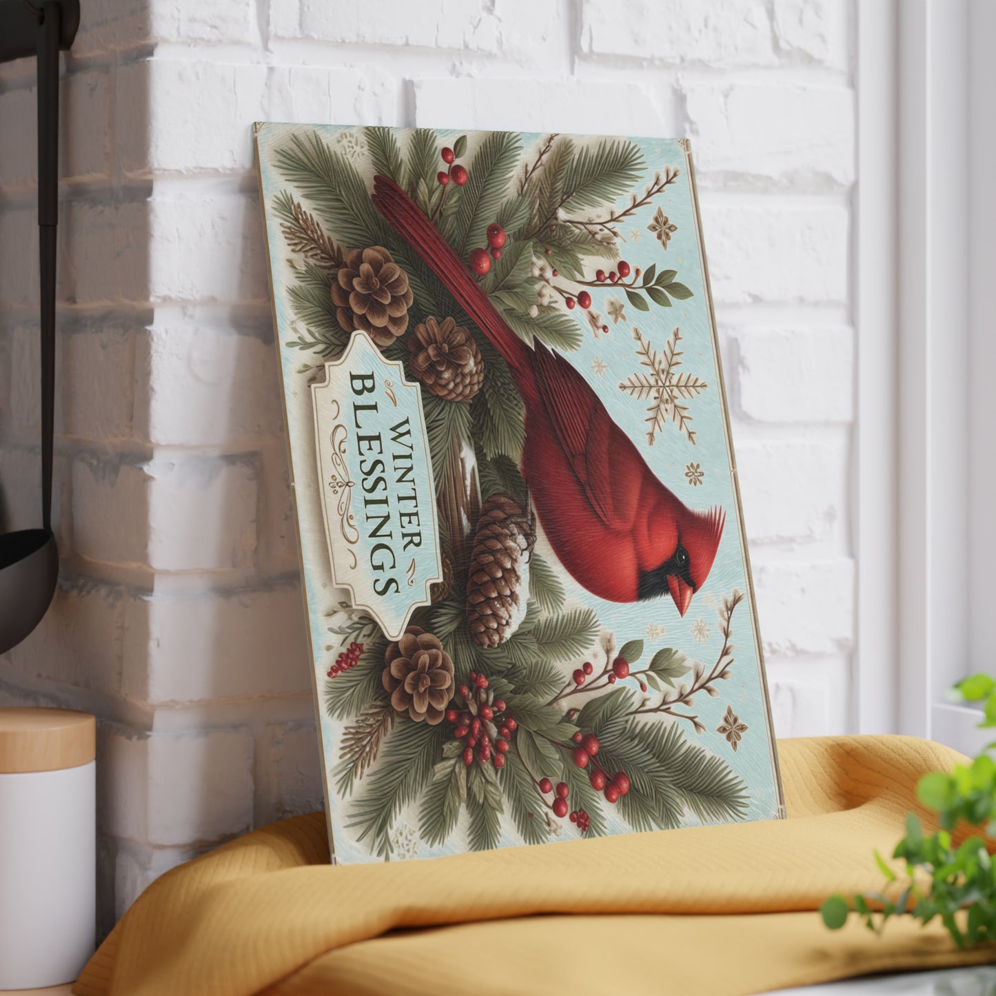 🕊️❄️ Winter Blessings Cardinal Cutting Board – Elegant Holiday Charm for Your Kitchen ❄️🕊️