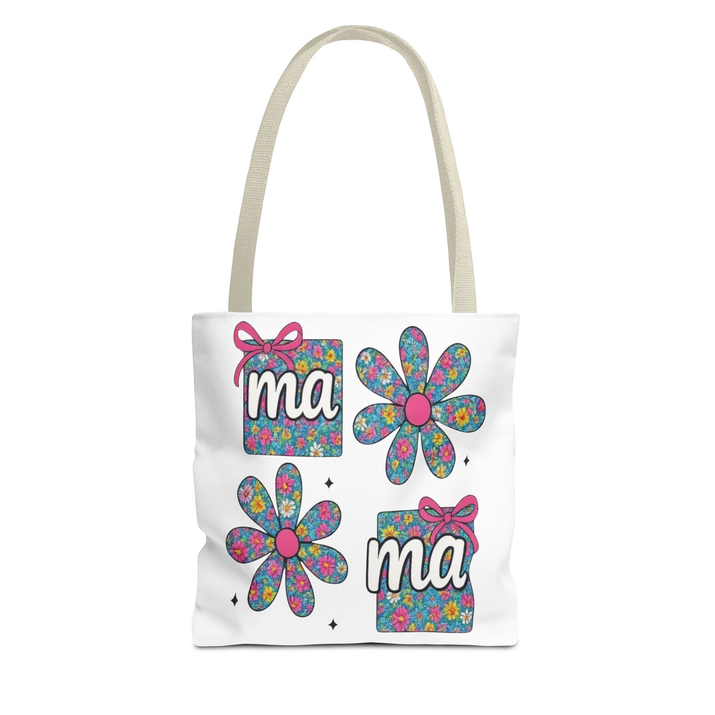 Bolso Tote Floral "ma": Un Accesorio Divertido y Brillante para Mamá