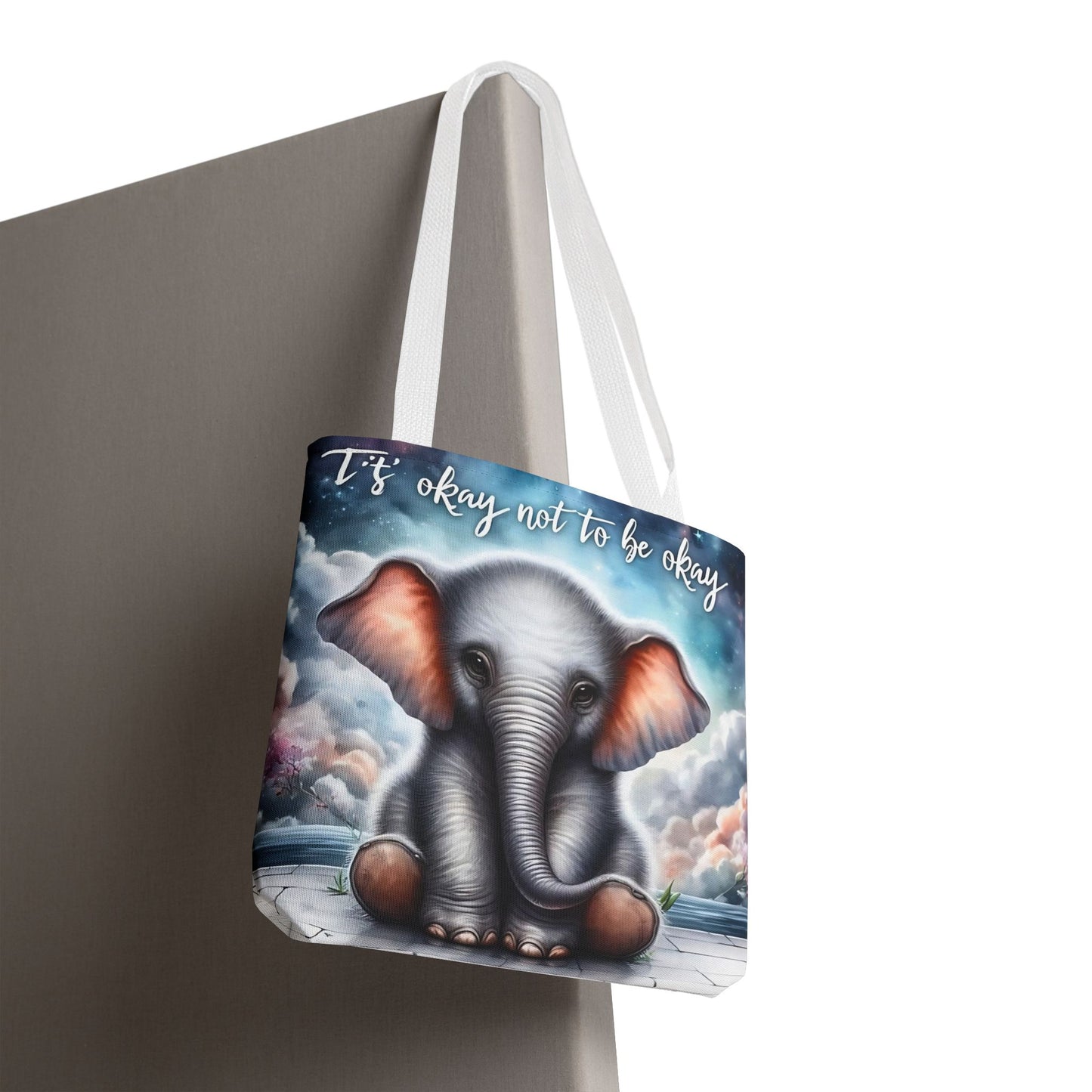 Bolsa de mano con elefante “Está bien no estar bien”: un suave recordatorio con un diseño delicado y caprichoso.