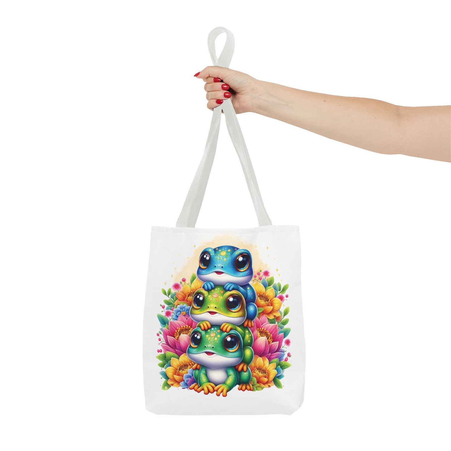 ๐ธ Stacked Frogs Floral Tote Bag โ Colorful Whimsy for Every Day ๐ธ๐