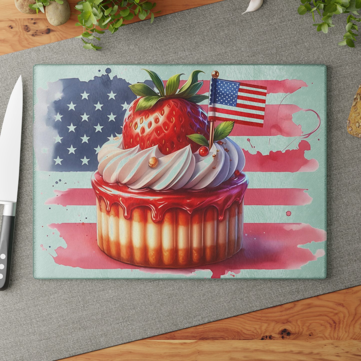 Tabla de cortar de vidrio para postres del 4 de julio: un dulce estilo patriótico para celebraciones de verano