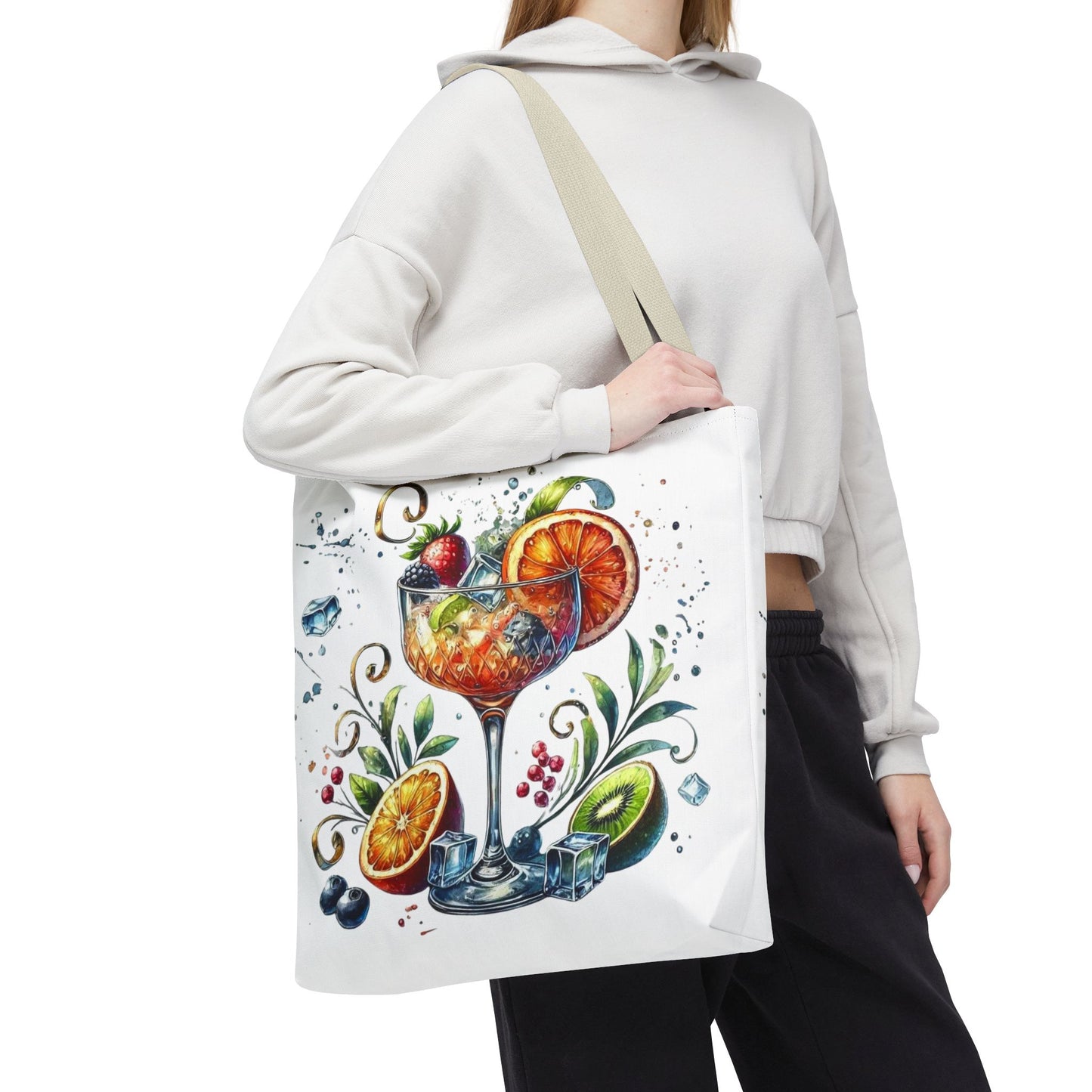 Bolso de cóctel, bolso para bebidas afrutadas, bolso de playa tropical, elegante bolso de lona, regalo para amantes de los cócteles, bolso de mano divertido, práctico bolso de verano.