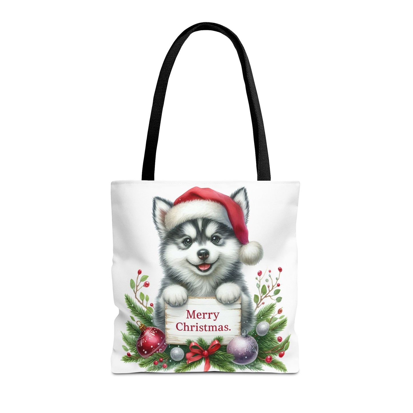 🎁 Husky “Merry Christmas” Tote Bag – Holiday Cuteness You Can Carry 🎄