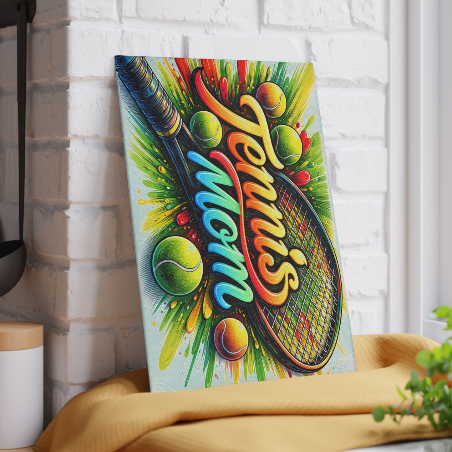 Tennis Mom Cutting Board – Colorful Splash for Your Kitchen