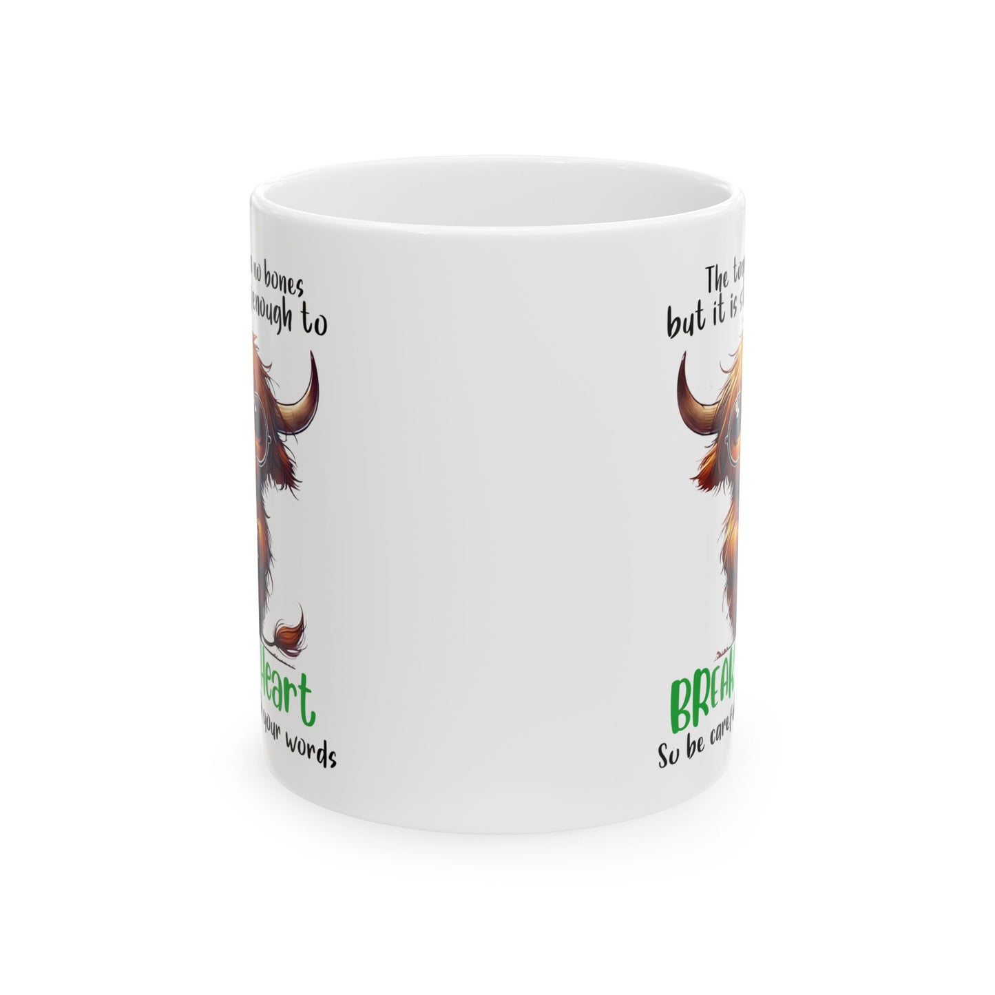 Taza de café "Rompe un corazón" de vaca de las Tierras Altas: un dulce recordatorio con un mensaje poderoso