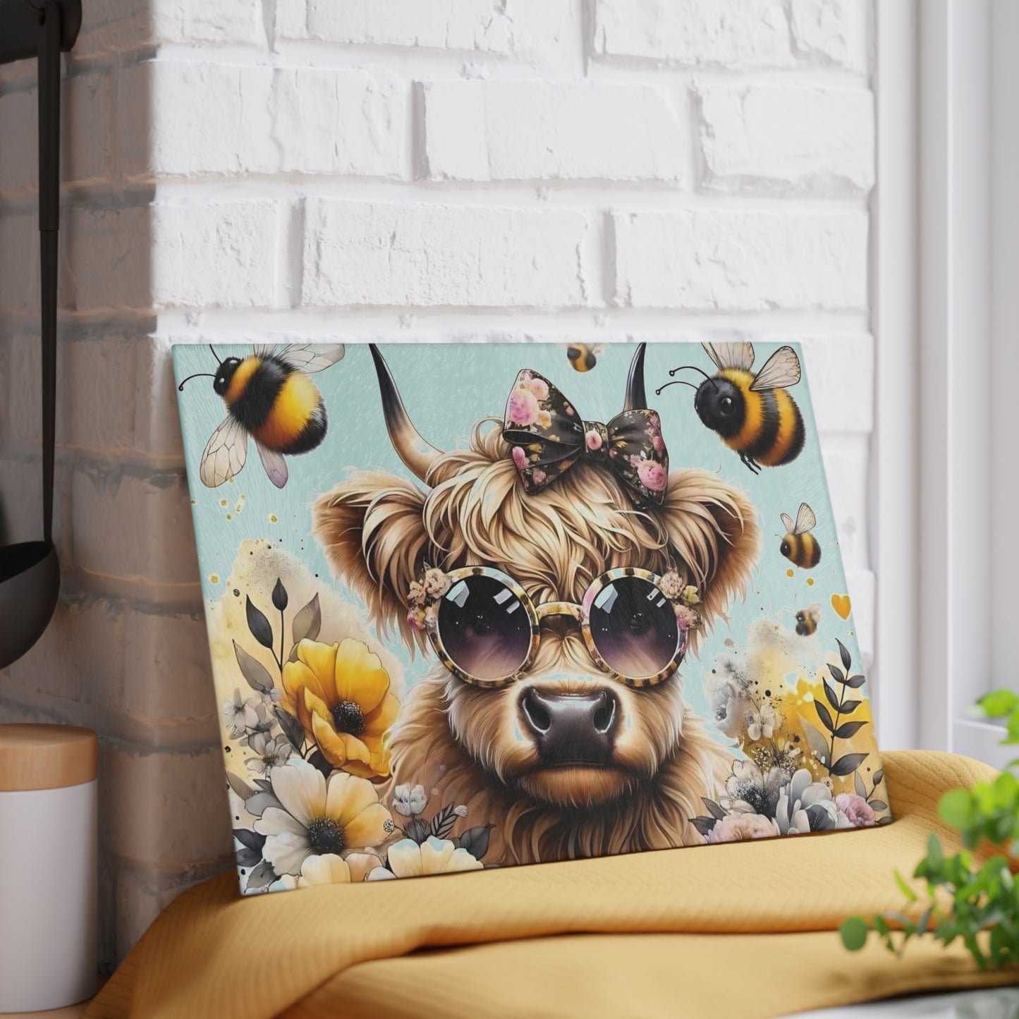 Tabla de cortar de vaca, regalo único, tabla de cortar de vidrio templado, tabla de charcutería, tabla de cortar, regalo de inauguración de la casa, tabla de cortar personalizada