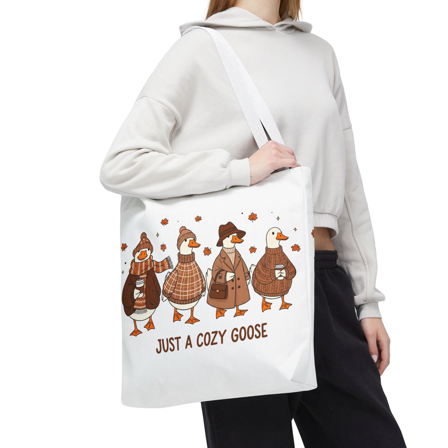 🪶 Just a Cozy Goose Tote Bag – Fall Fashion with Feathered Charm