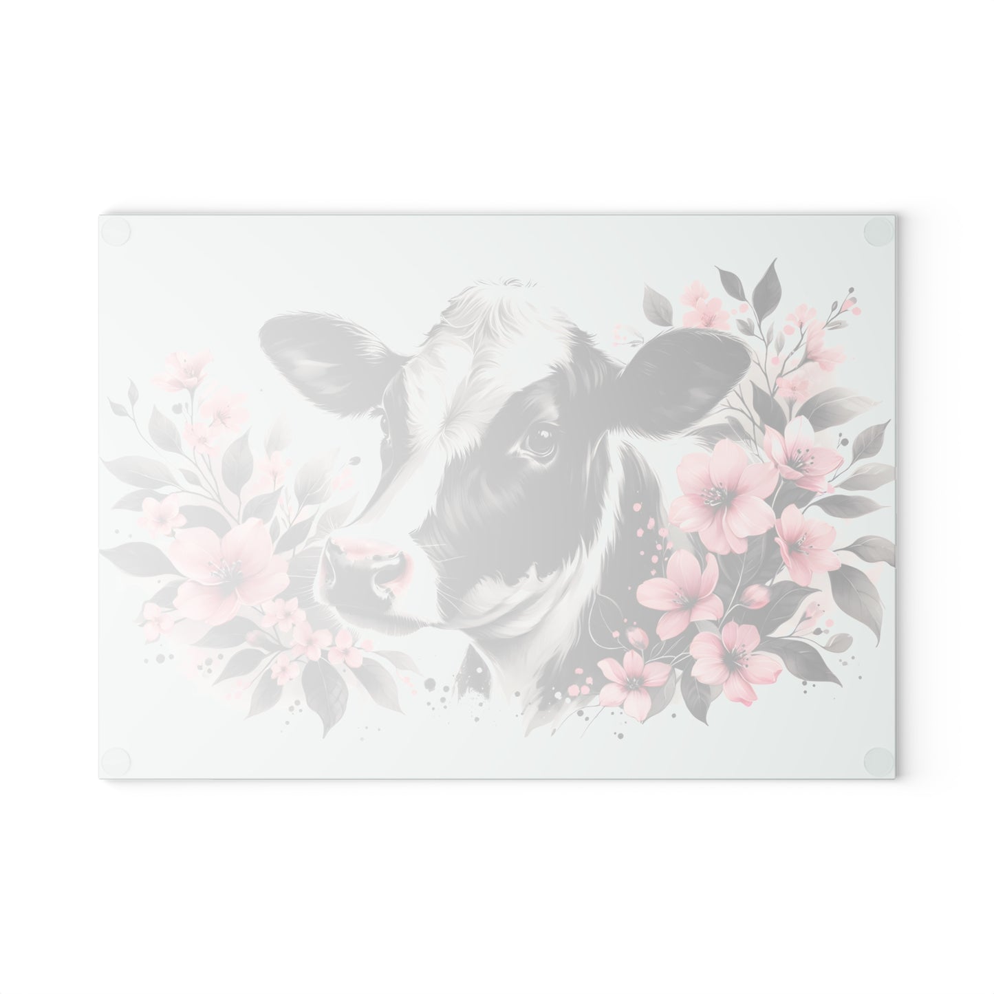 🐄 Blush Bloom Cow Cutting Board – Elegant Simplicity with a Touch of Rustic Romance